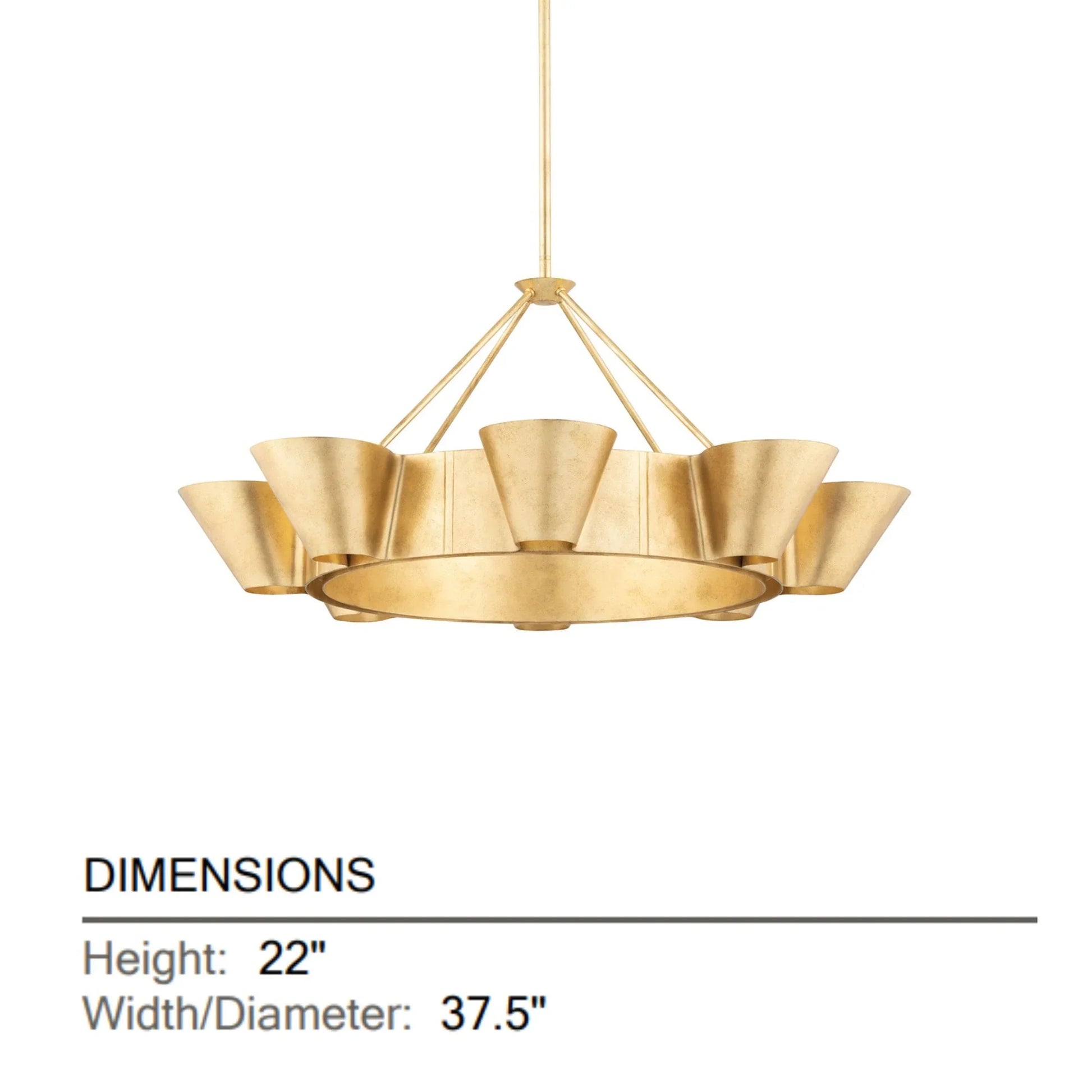 Hudson Valley Lighting - Reeve 38" 8-Light Chandelier, Vintage Gold Leaf Finish | Bees Lighting