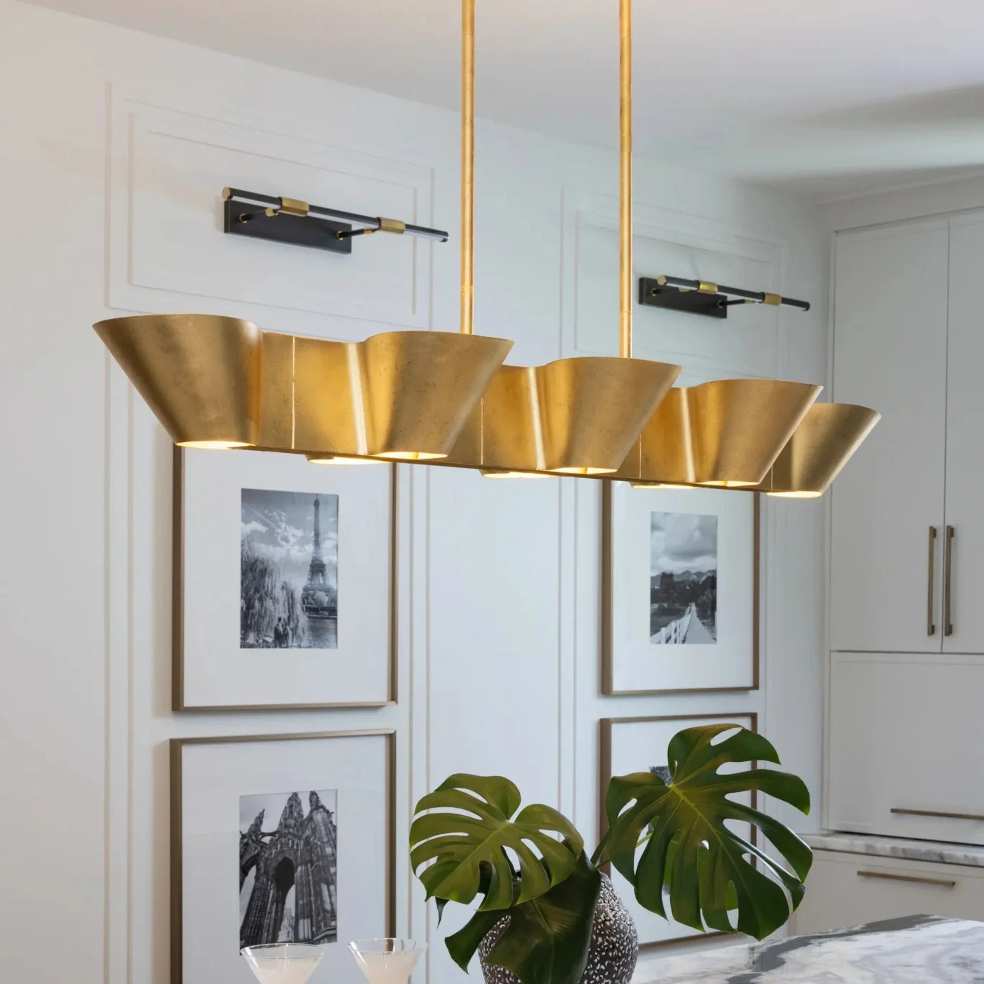 Reeve 52" 8-Light Island Pendant, Vintage Gold Leaf Finish
