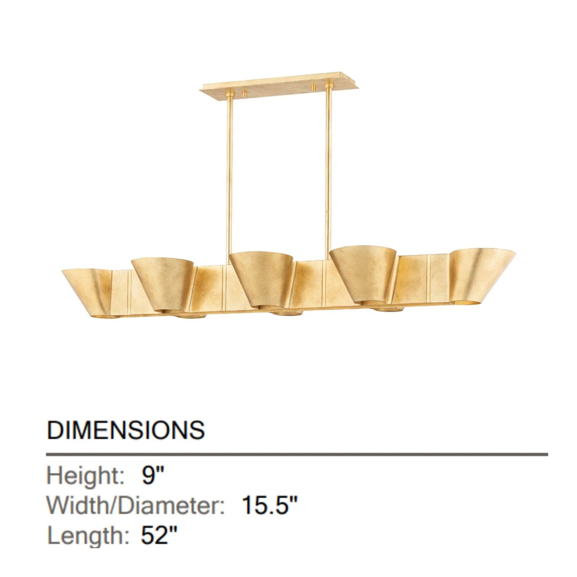 Hudson Valley Lighting - Reeve 52" 8-Light Island Pendant, Vintage Gold Leaf Finish | Bees Lighting