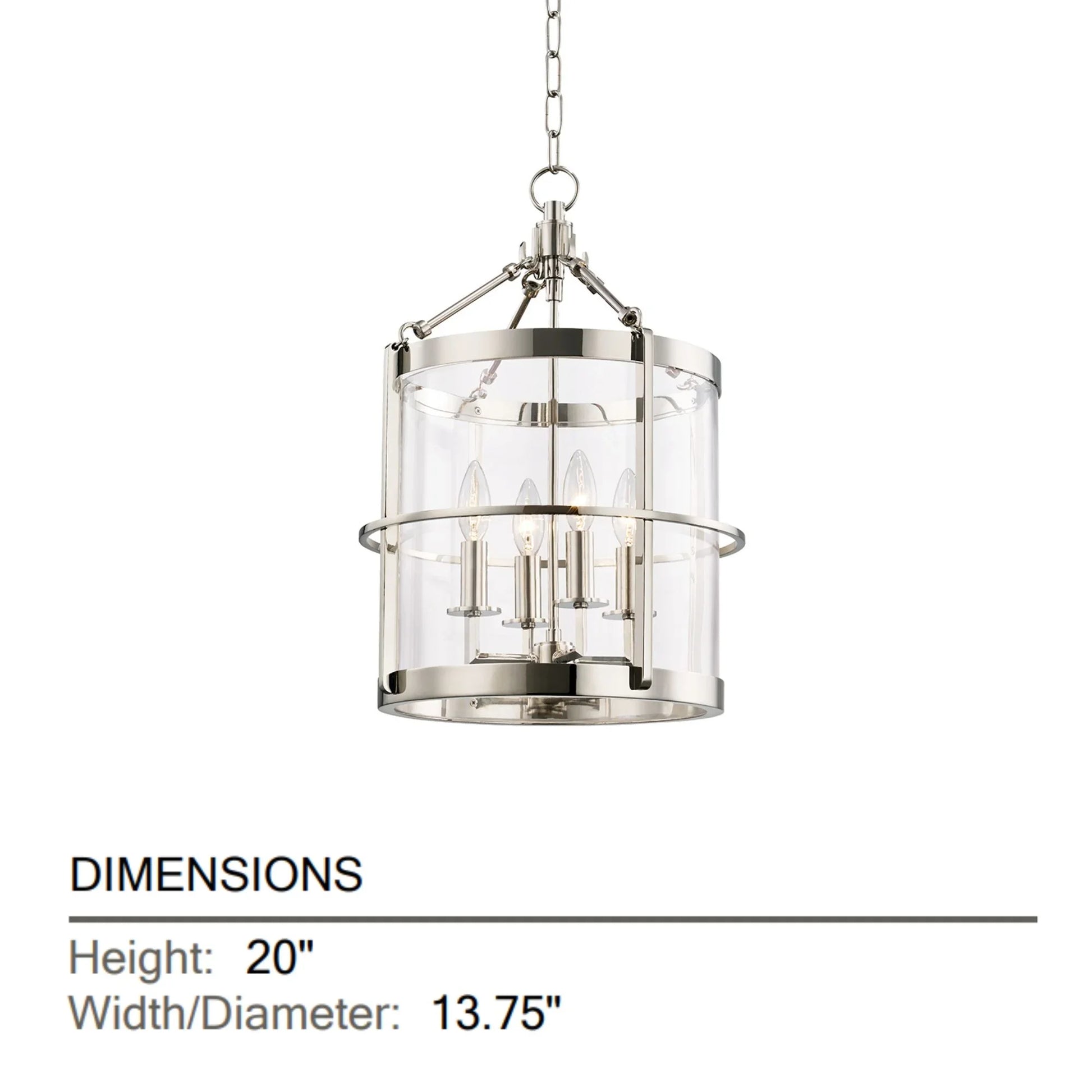 Hudson Valley Lighting - Ren 20" 4-Light Lantern, Polished Nickel Finish | Bees Lighting