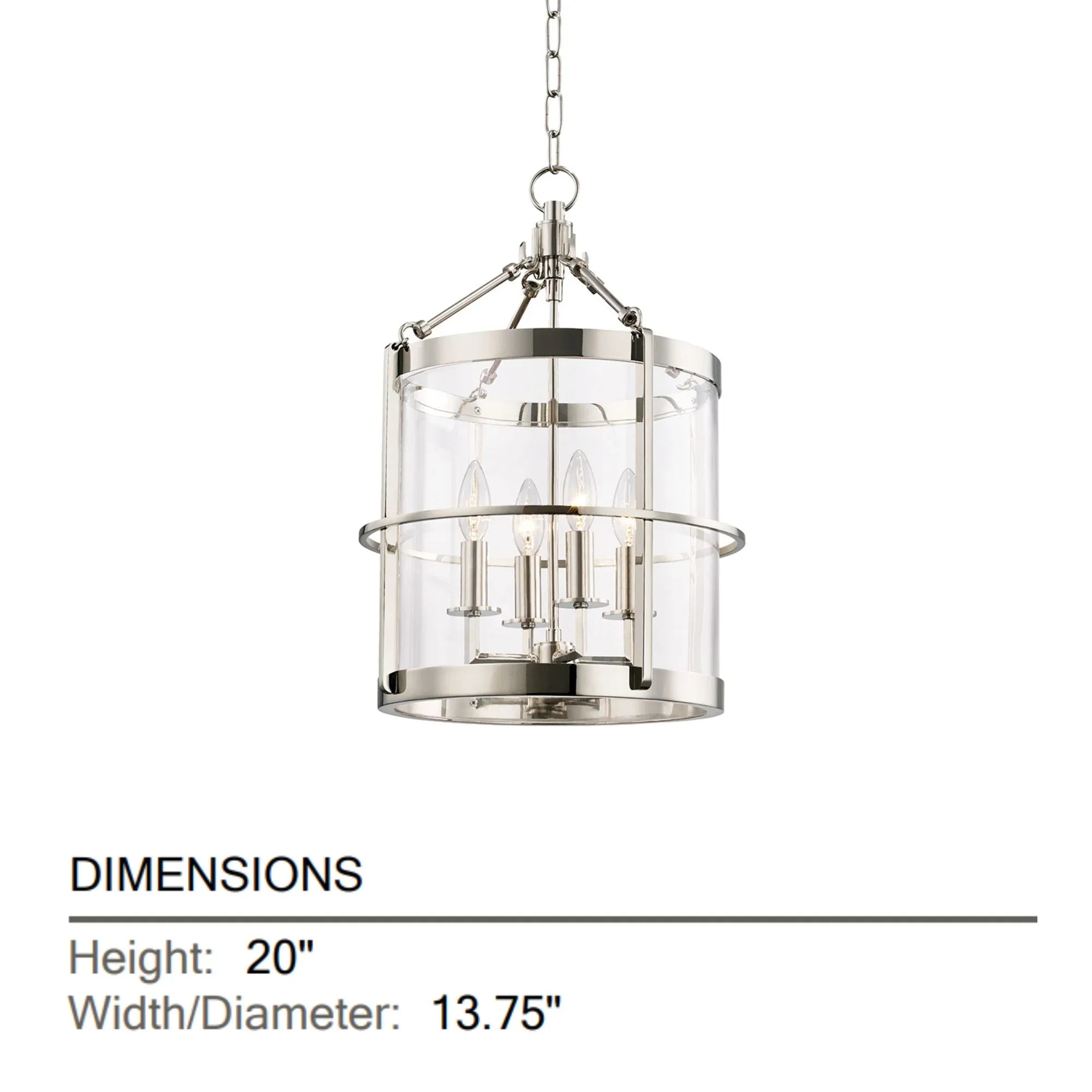 Hudson Valley Lighting - Ren 20" 4-Light Lantern, Polished Nickel Finish | Bees Lighting