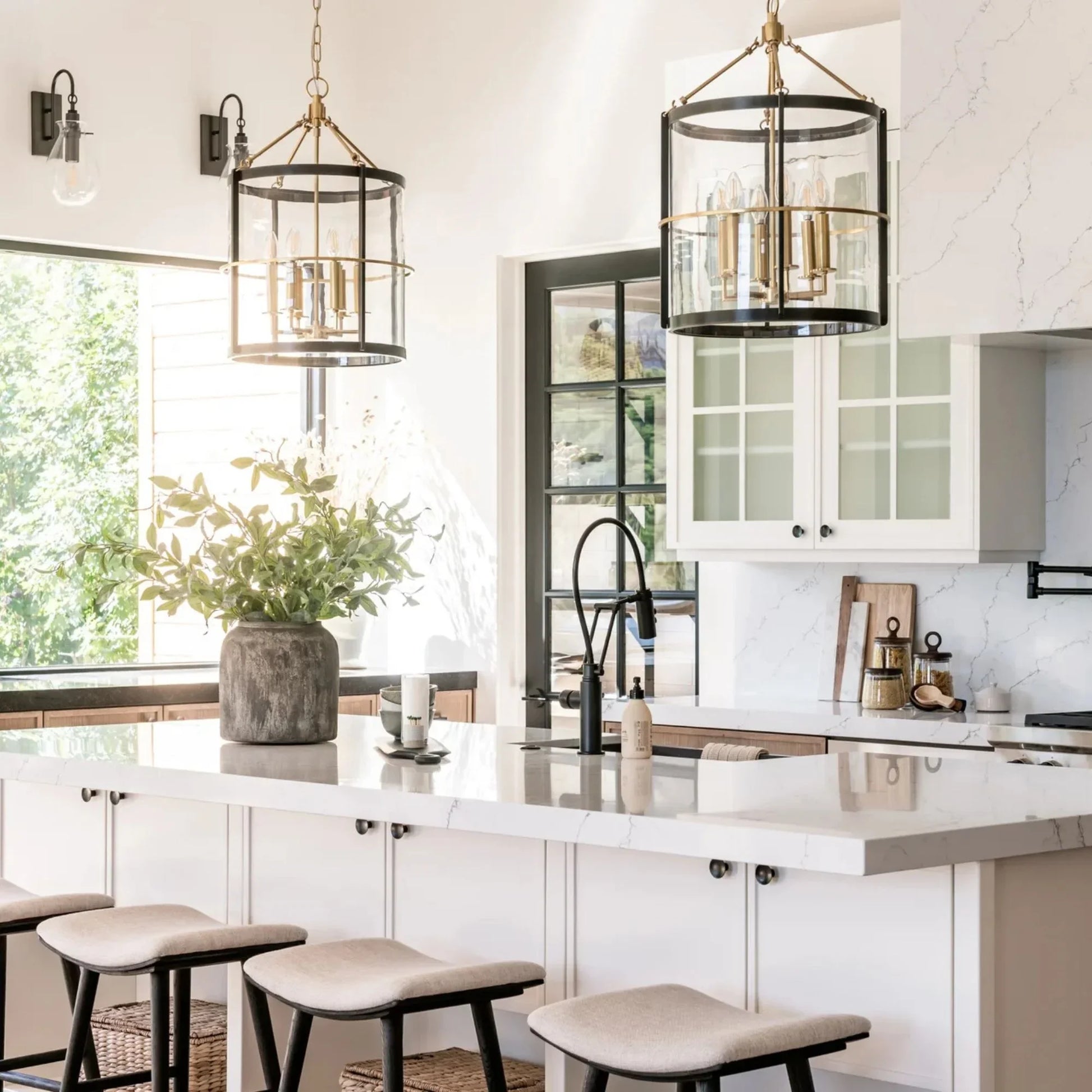 Hudson Valley Lighting - Ren 25" 6-Light Lantern, Aged Old Bronze Finish | Bees Lighting