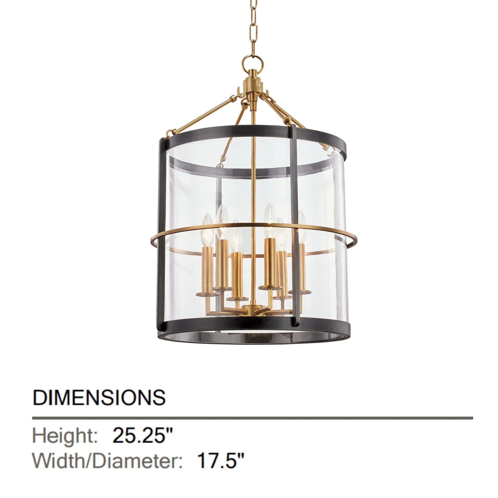 Hudson Valley Lighting - Ren 25" 6-Light Lantern, Aged Old Bronze Finish | Bees Lighting