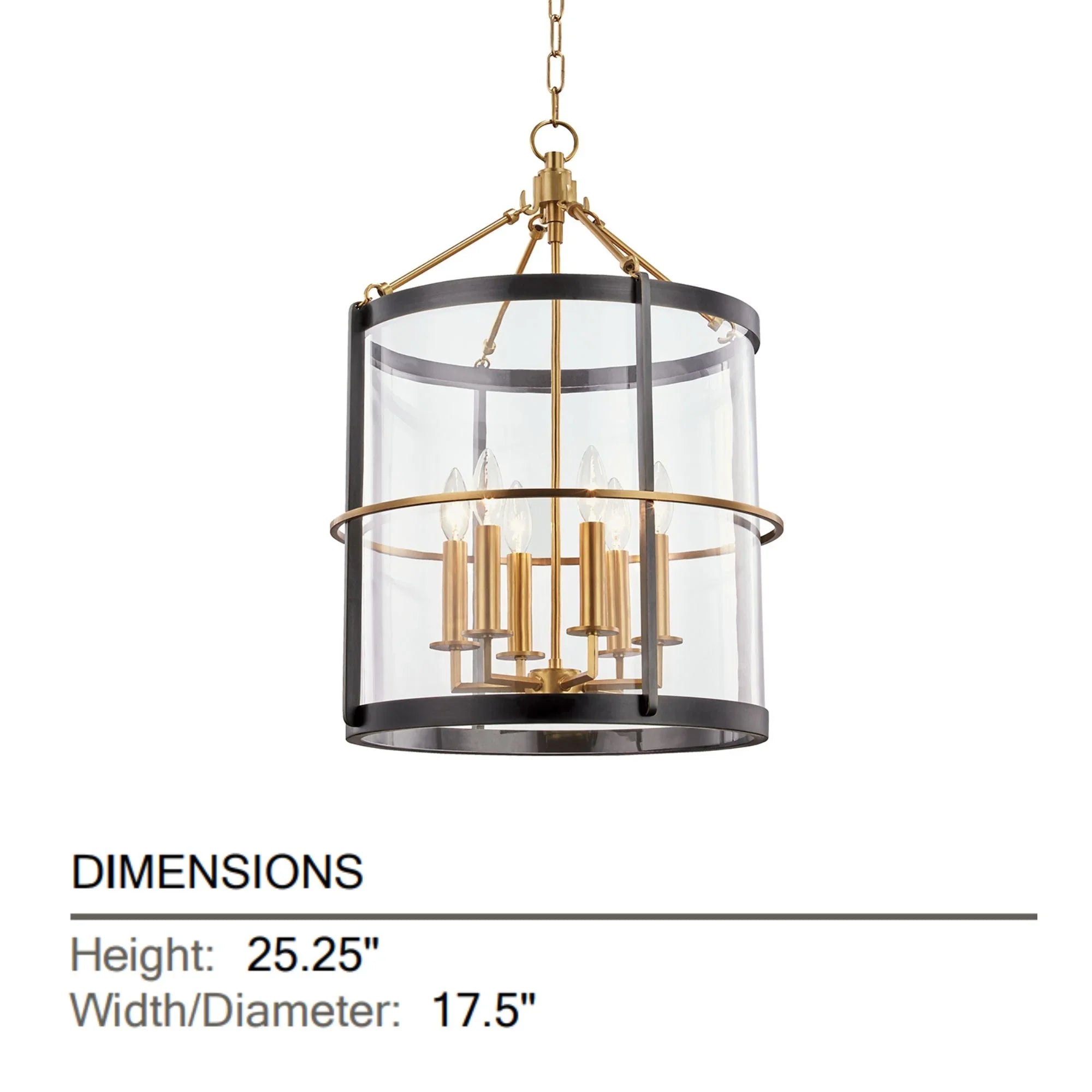 Hudson Valley Lighting - Ren 25" 6-Light Lantern, Aged Old Bronze Finish | Bees Lighting