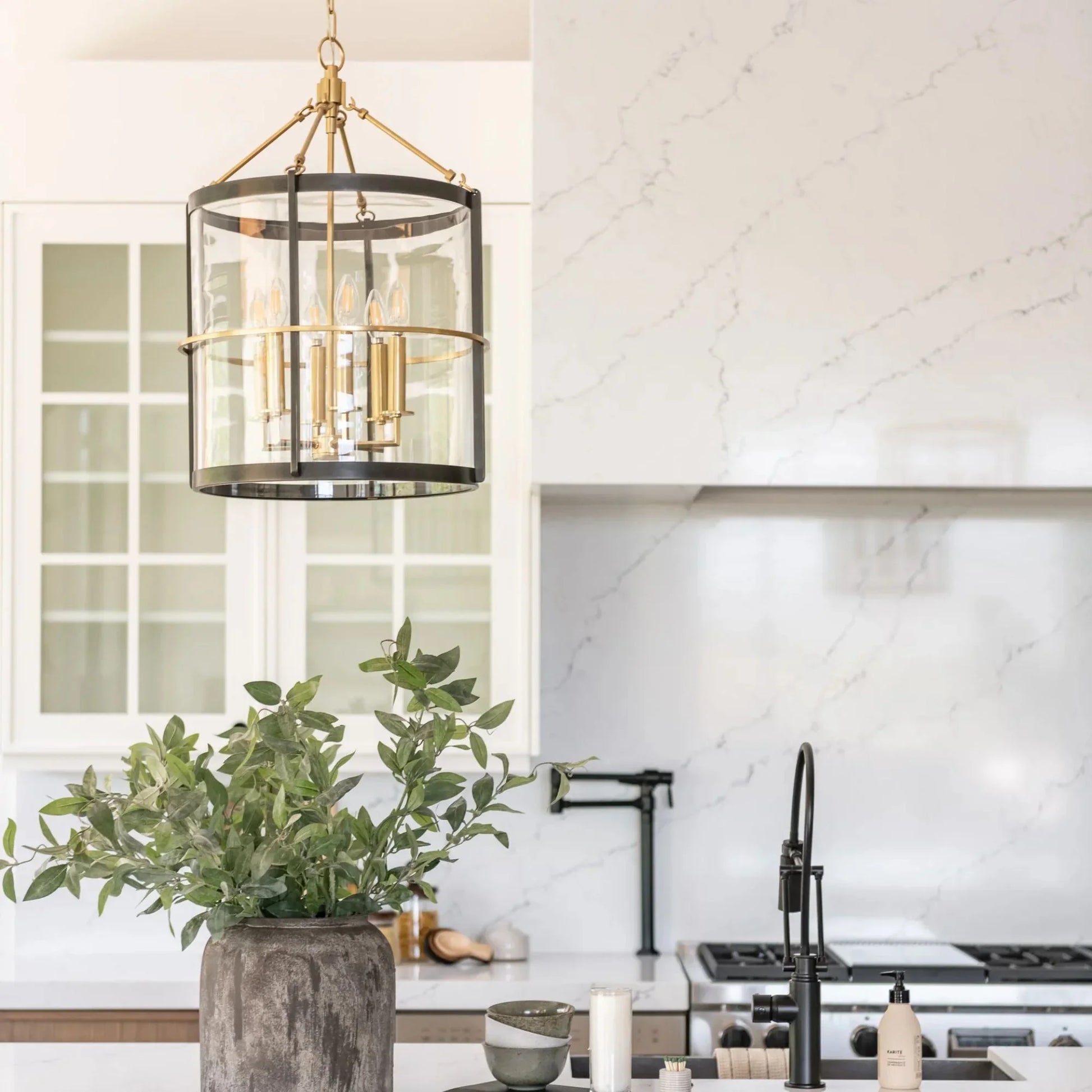 Hudson Valley Lighting - Ren 25" 6-Light Lantern, Aged Old Bronze Finish | Bees Lighting