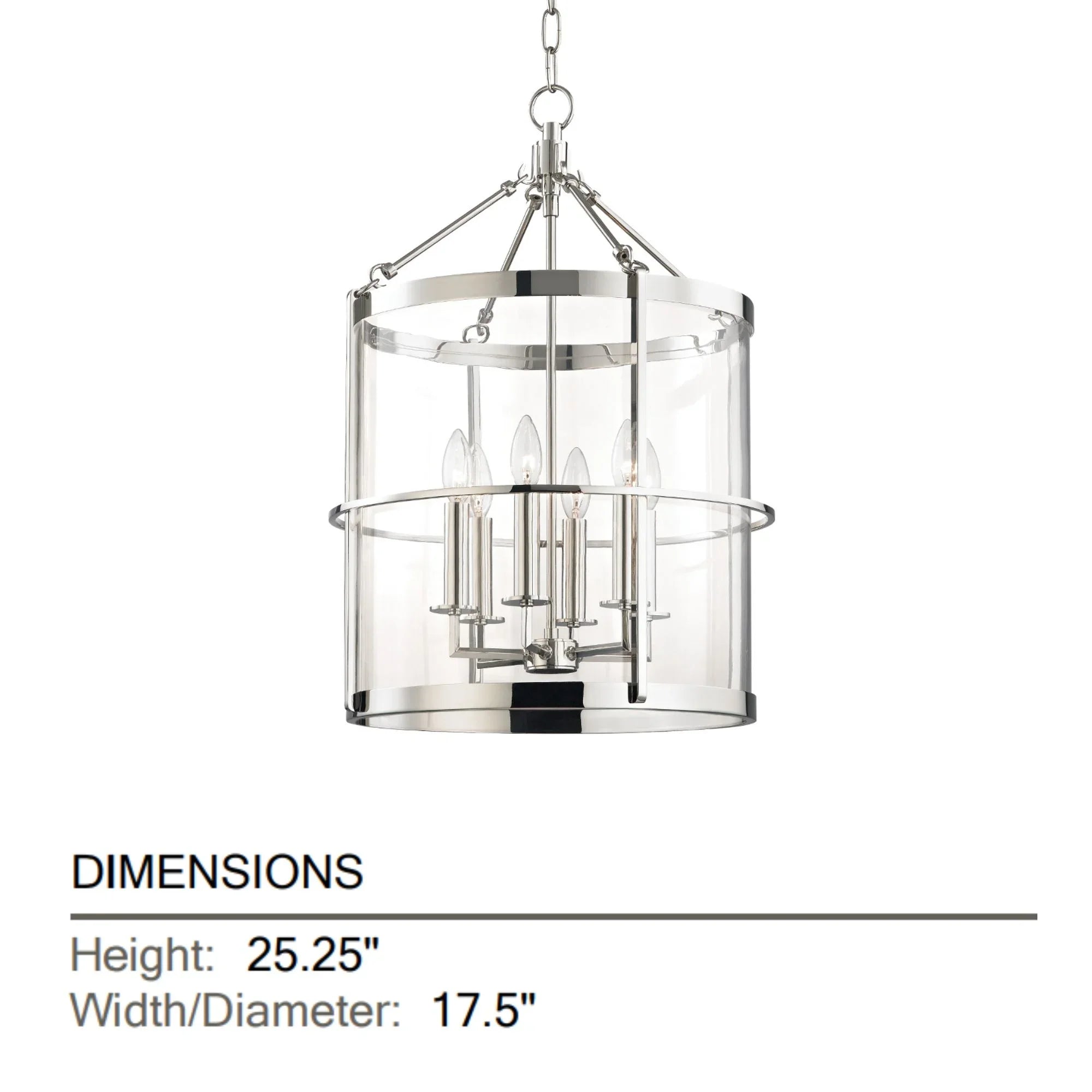 Hudson Valley Lighting - Ren 25" 6-Light Lantern, Polished Nickel Finish | Bees Lighting