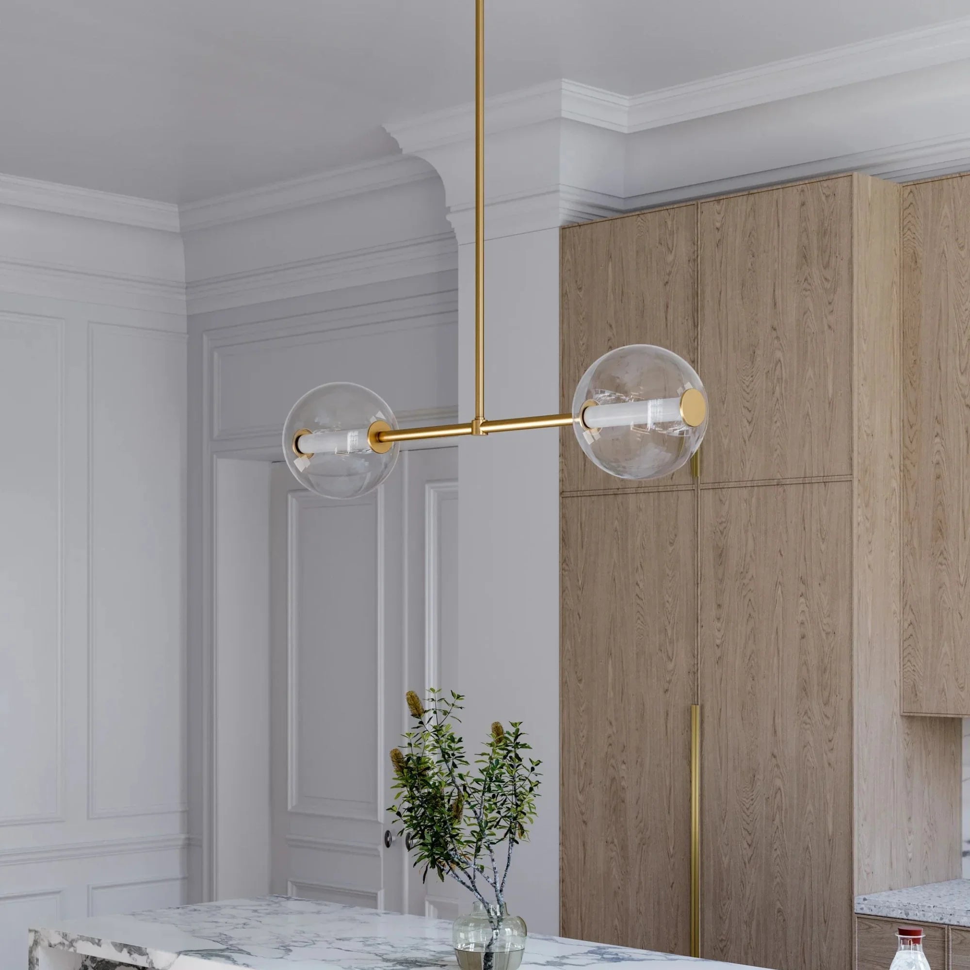 Richford 51" LED Island Pendant, Aged Brass Finish