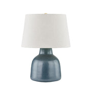 Ridgefield 27" Table Lamp, Aged Brass/Ceramic Textured Navy Finish