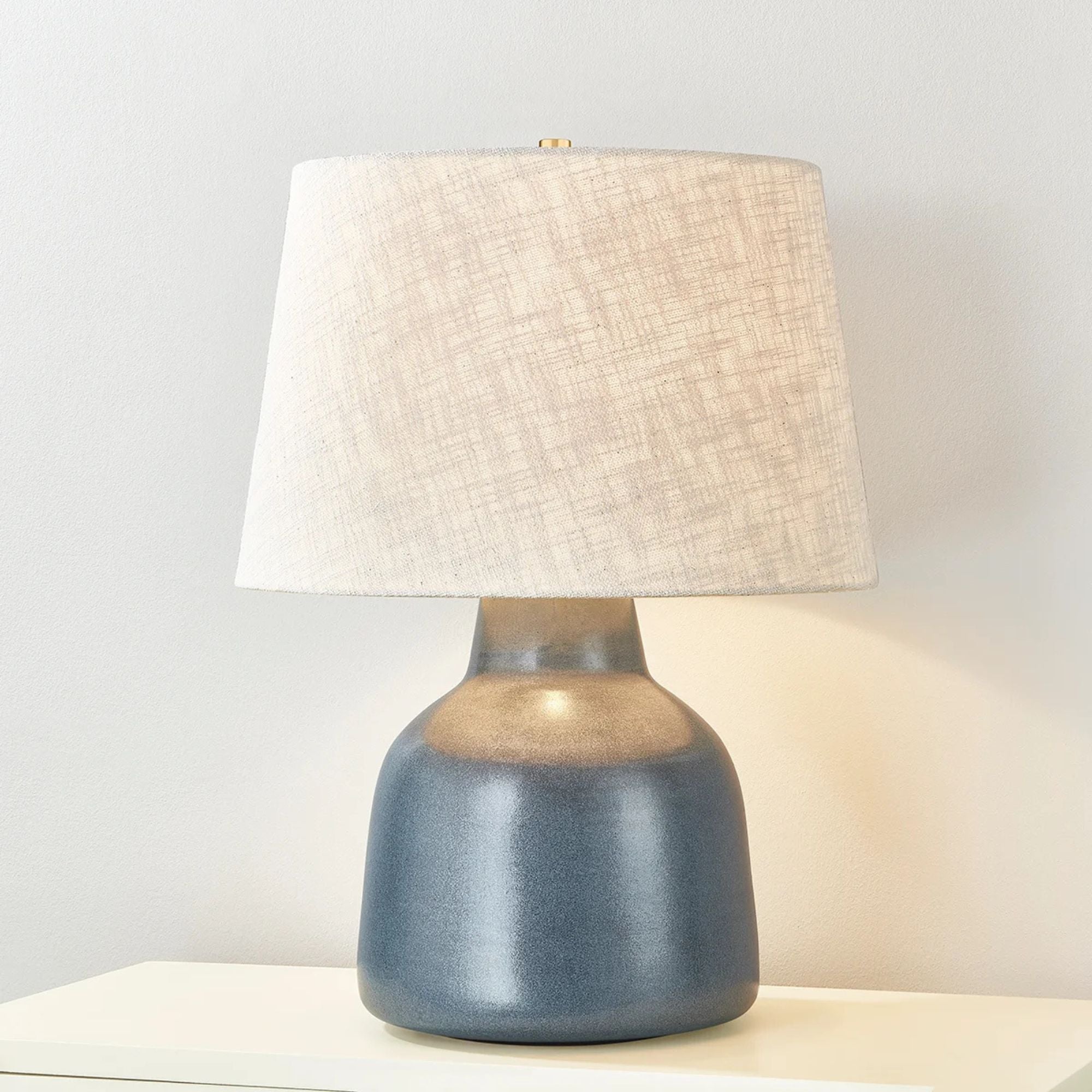 Ridgefield 27" Table Lamp, Aged Brass/Ceramic Textured Navy Finish