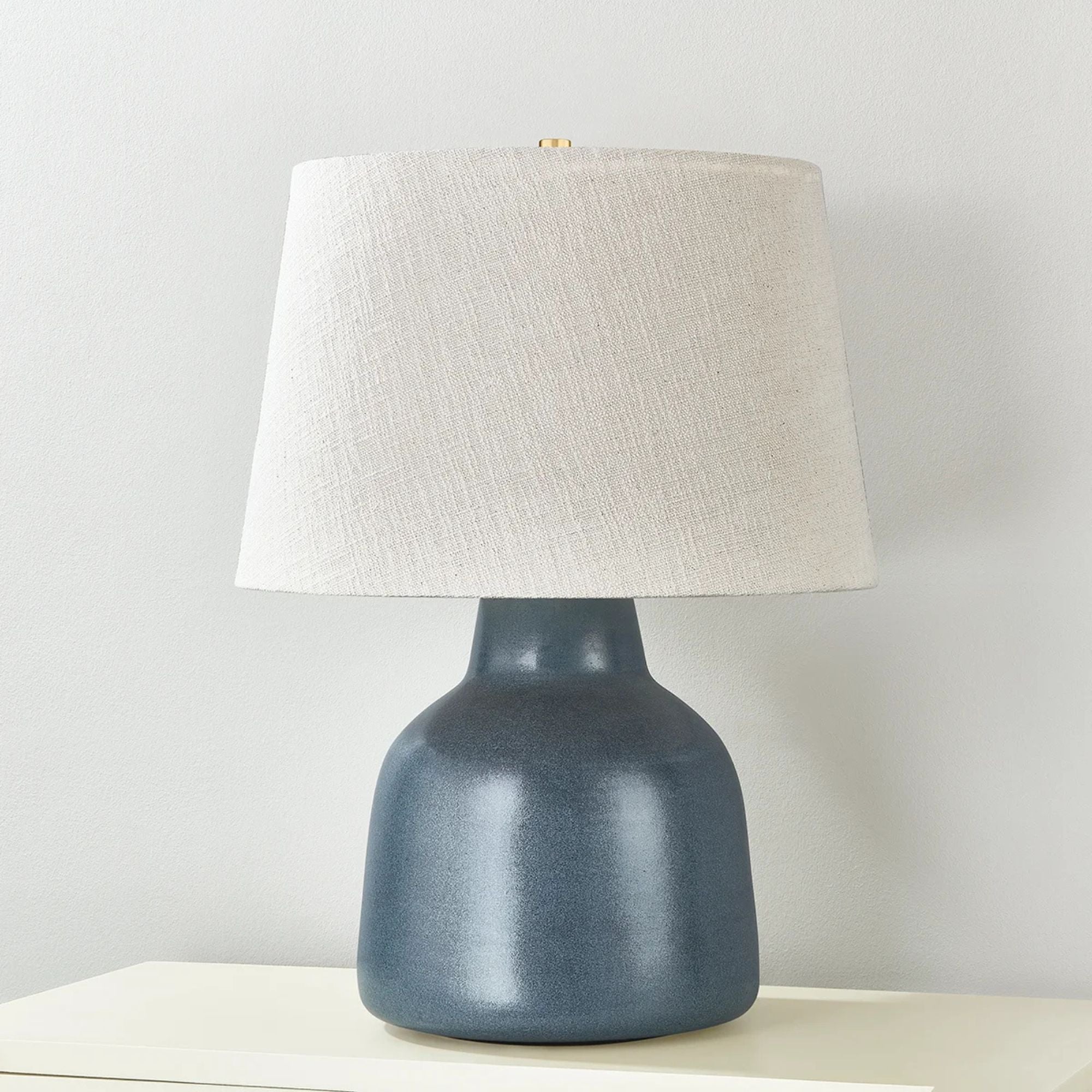 Ridgefield 27" Table Lamp, Aged Brass/Ceramic Textured Navy Finish
