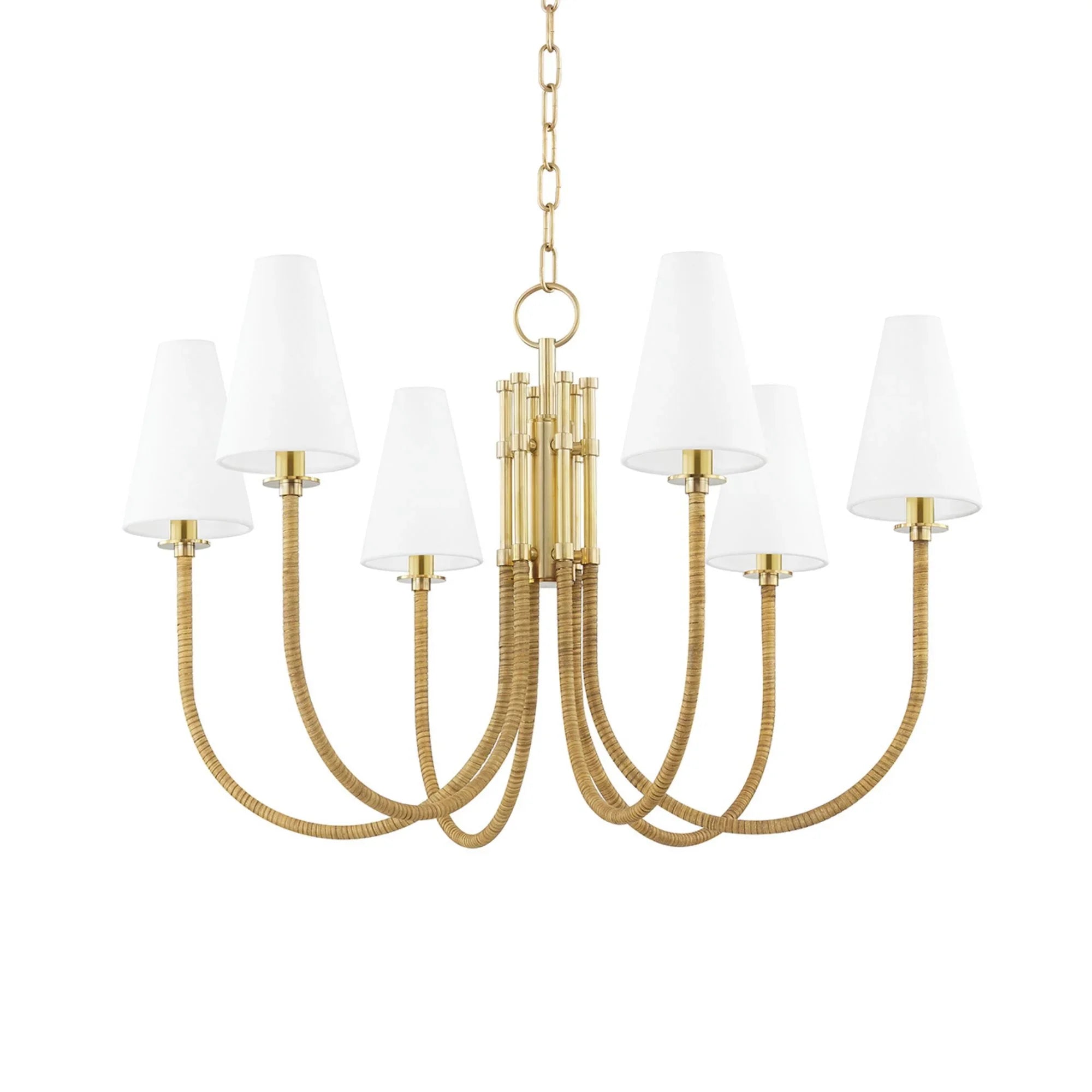 Ripley 32" 6-Light Chandelier, Aged Brass Finish