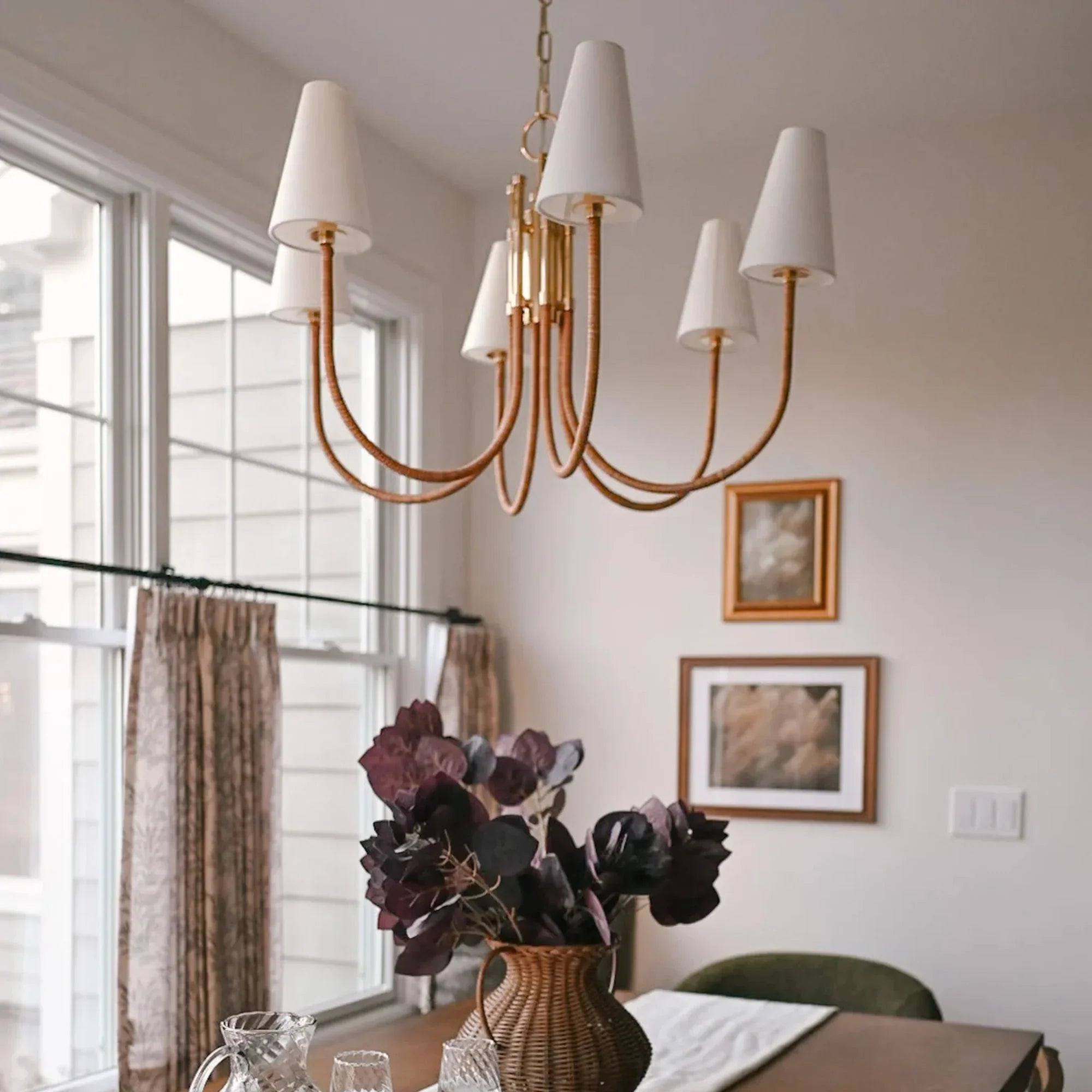 Ripley 32" 6-Light Chandelier, Aged Brass Finish
