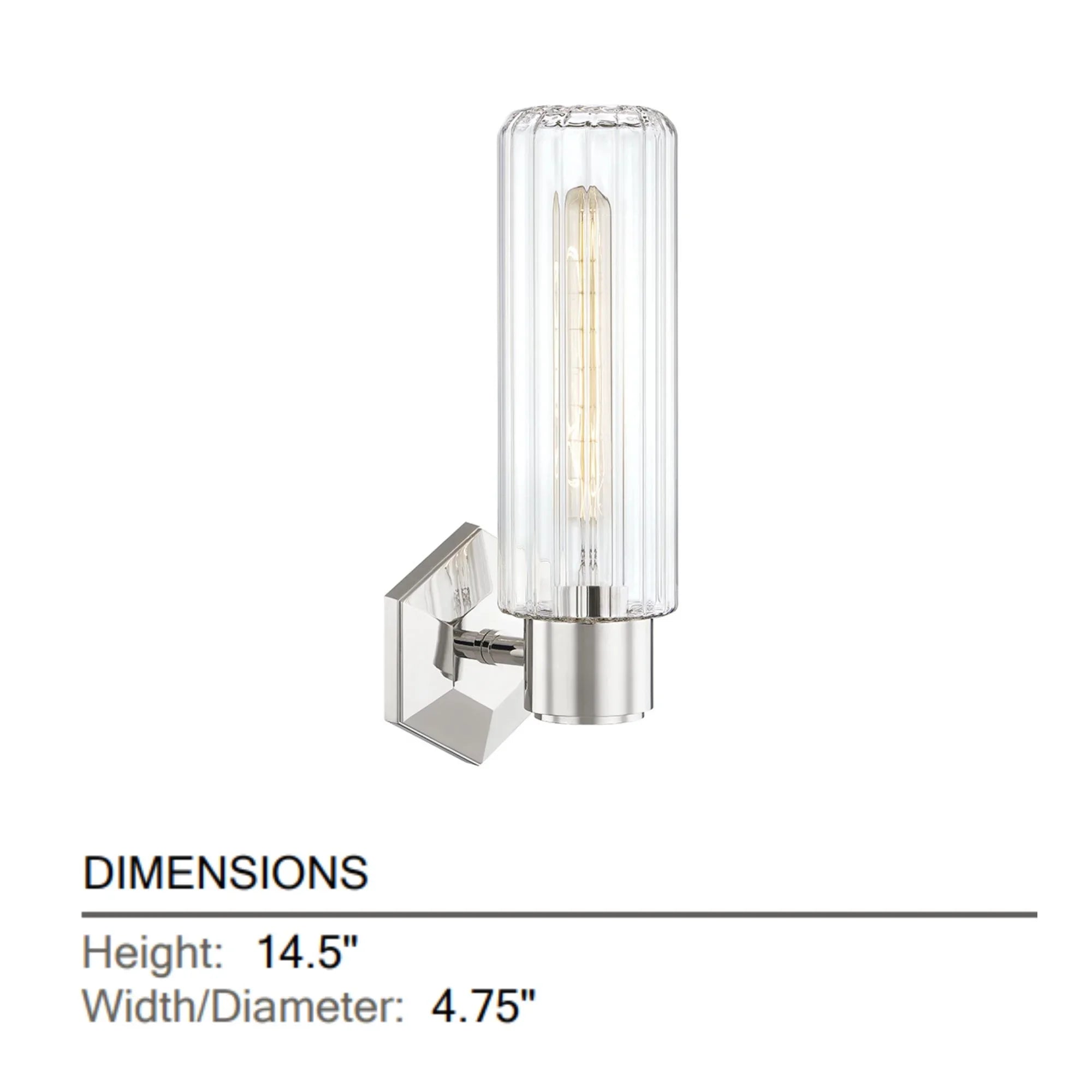 Roebling 15" Wall Sconce, Polished Nickel Finish
