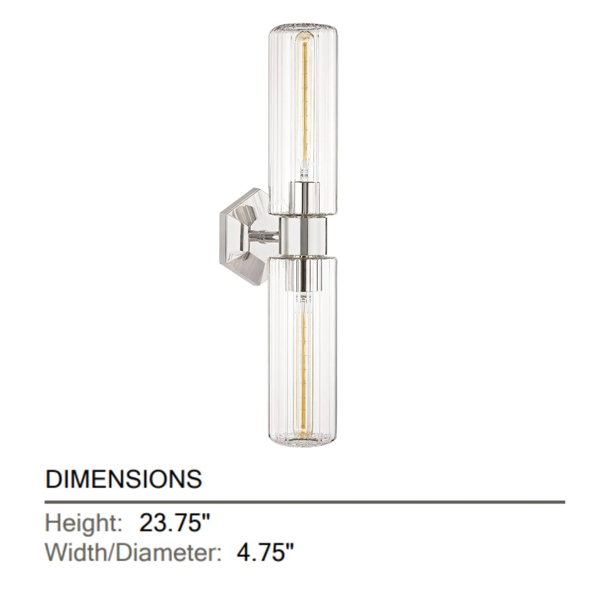 Roebling 24" 2-Light Wall Sconce, Polished Nickel Finish