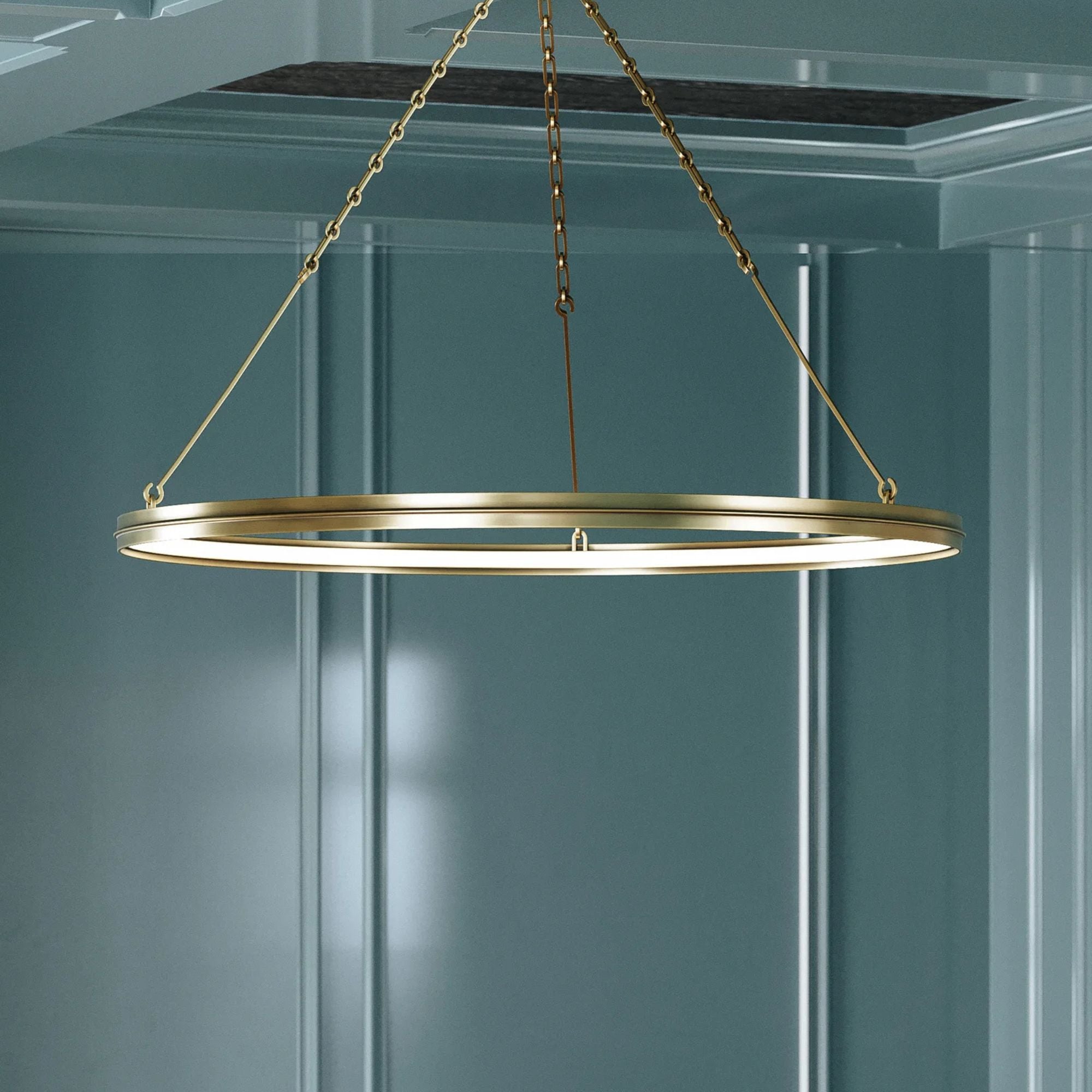 Rosendale 56" LED Chandelier, Aged Brass Finish