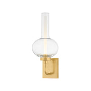 Hudson Valley Rossman 16.5 in. Wall Sconce, Aged Brass with Clear Glass & Acrylic Cylinder