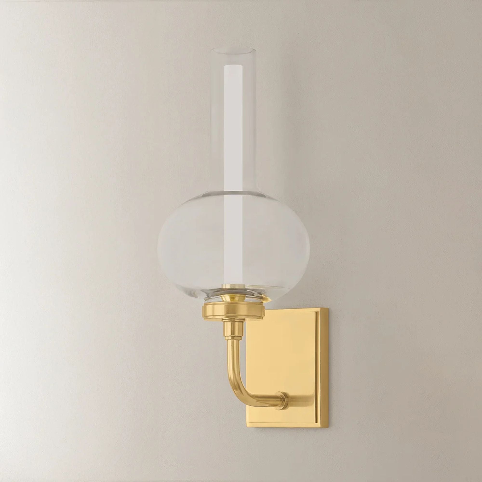 Hudson Valley Rossman 16.5 in. Wall Sconce, Aged Brass with Clear Glass & Acrylic Cylinder
