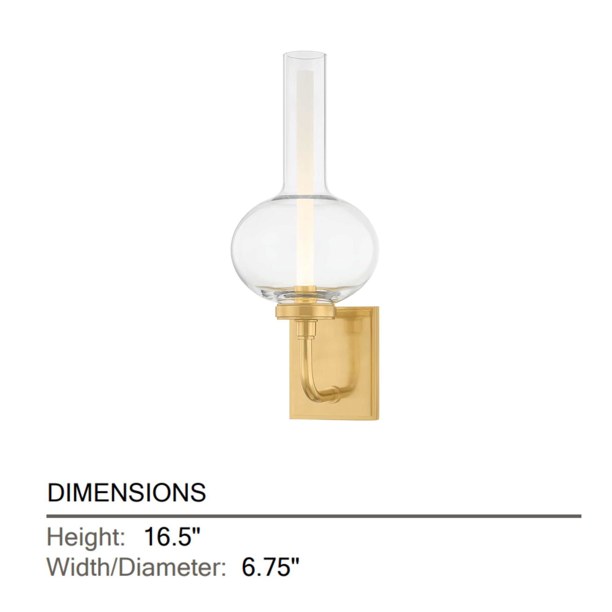 Hudson Valley Rossman 16.5 in. Wall Sconce, Aged Brass with Clear Glass & Acrylic Cylinder