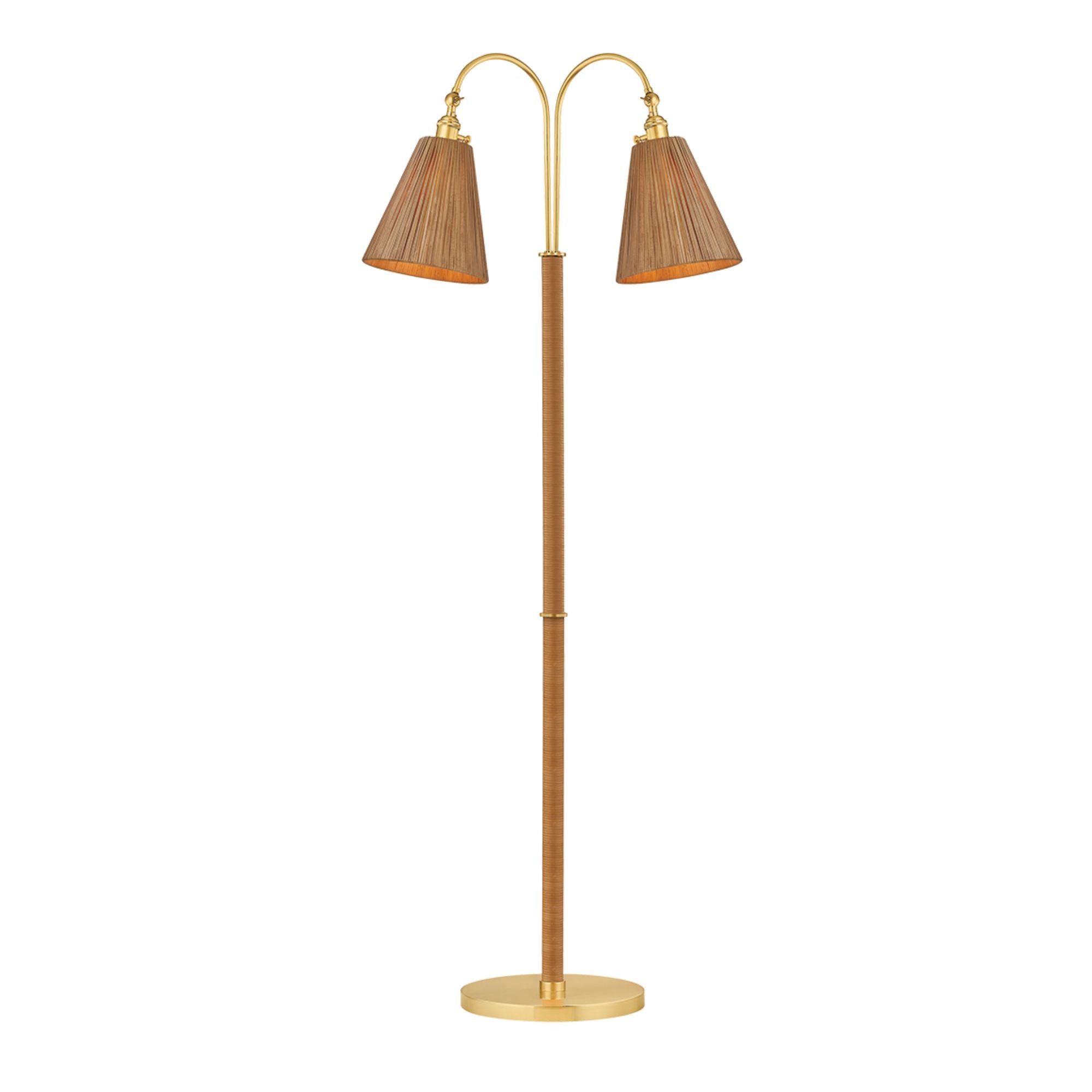 Ruthin 60" 2-Light Floor Lamp, Aged Brass Finish
