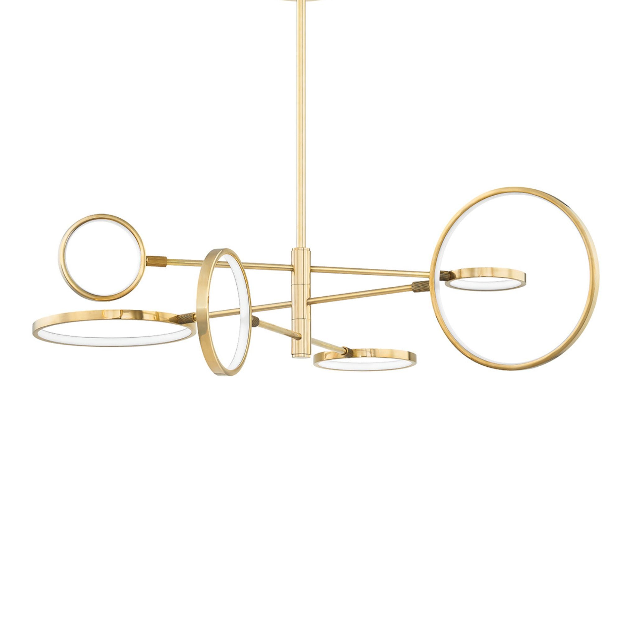 Saturn 45" LED Chandelier, Aged Brass Finish