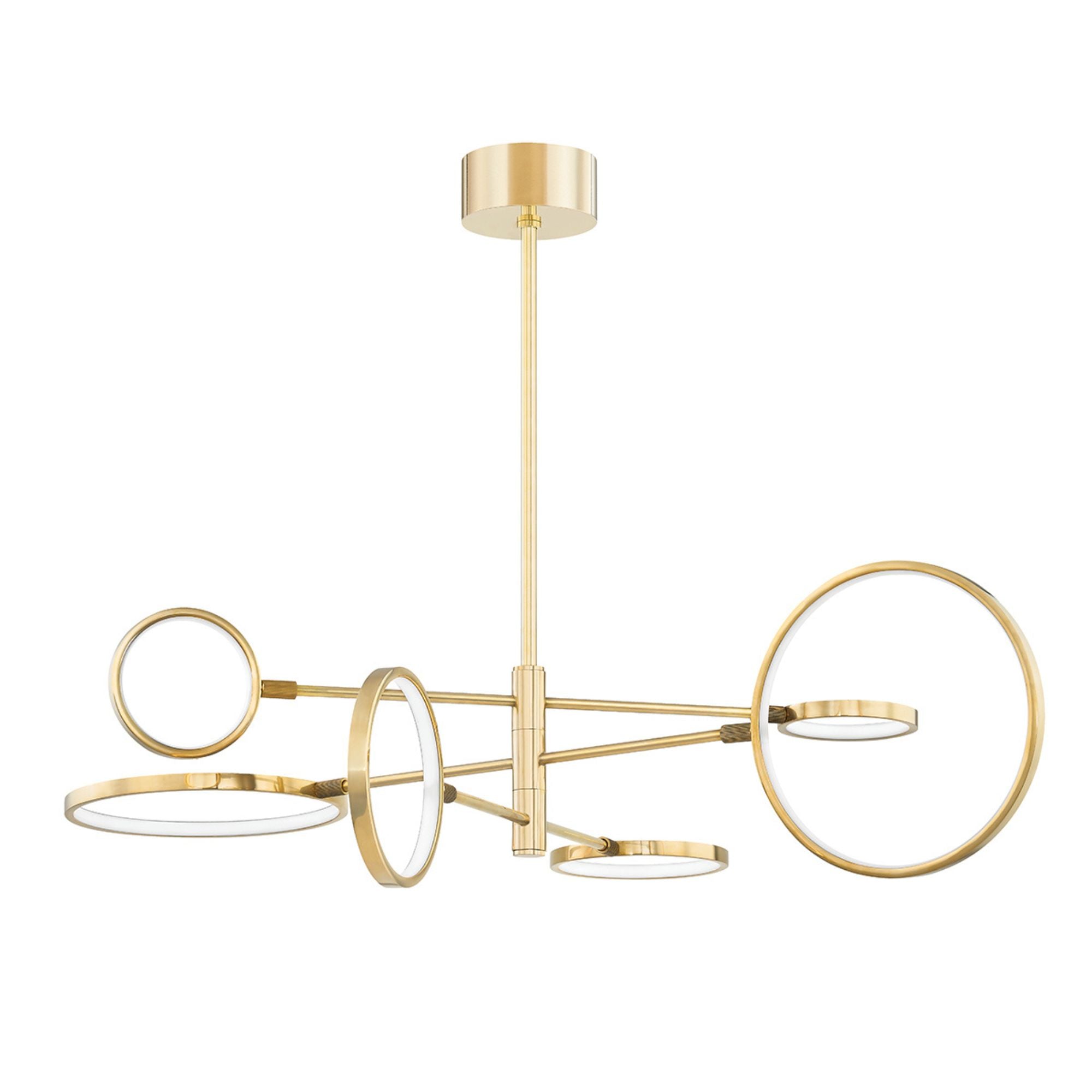 Saturn 45" LED Chandelier, Aged Brass Finish