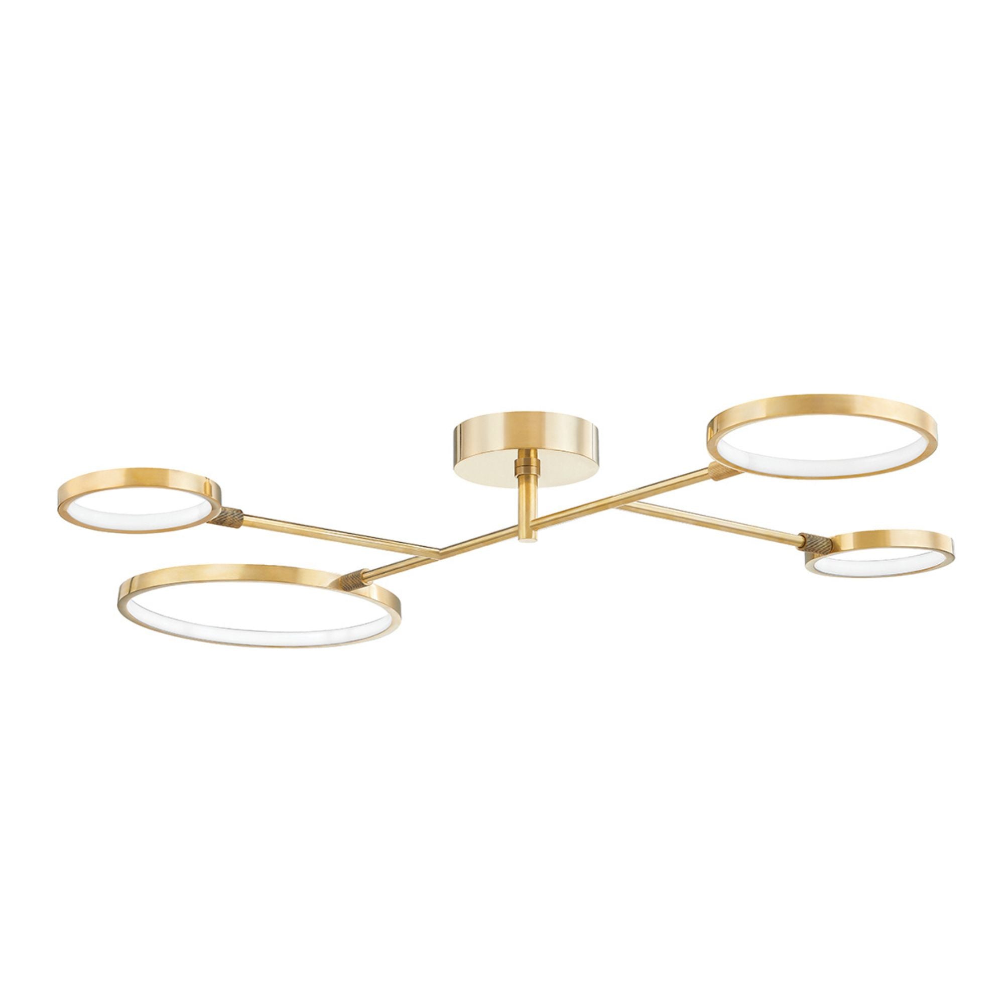 Saturn 43" LED Semi Flush Mount, Aged Brass Finish