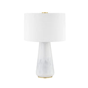 Hudson Valley Lighting - Saugerties 26" Table Lamp, Aged Brass/Gloss White Ash Ceramic Finish | Bees Lighting