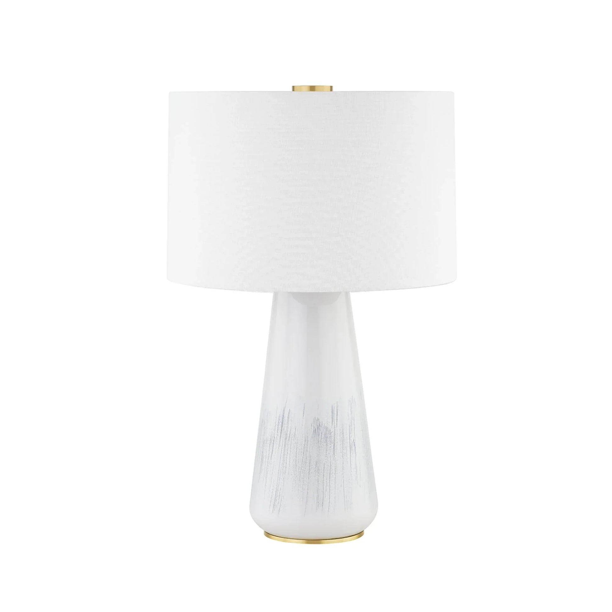 Hudson Valley Lighting - Saugerties 26" Table Lamp, Aged Brass/Gloss White Ash Ceramic Finish | Bees Lighting