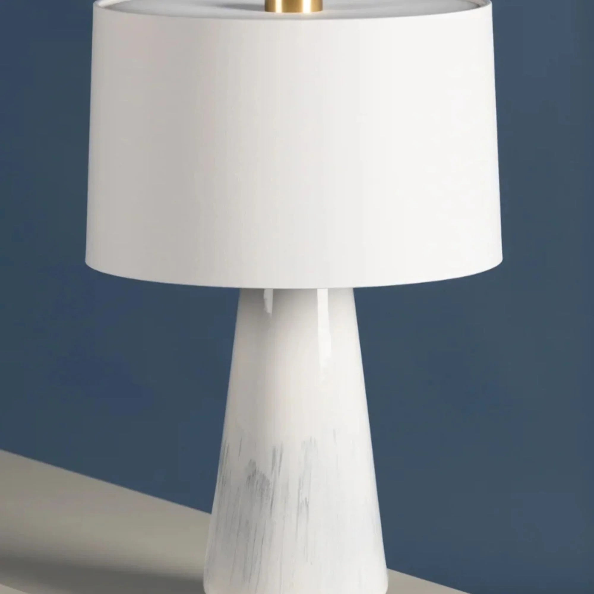 Saugerties 26" Table Lamp, Aged Brass/Gloss White Ash Ceramic Finish