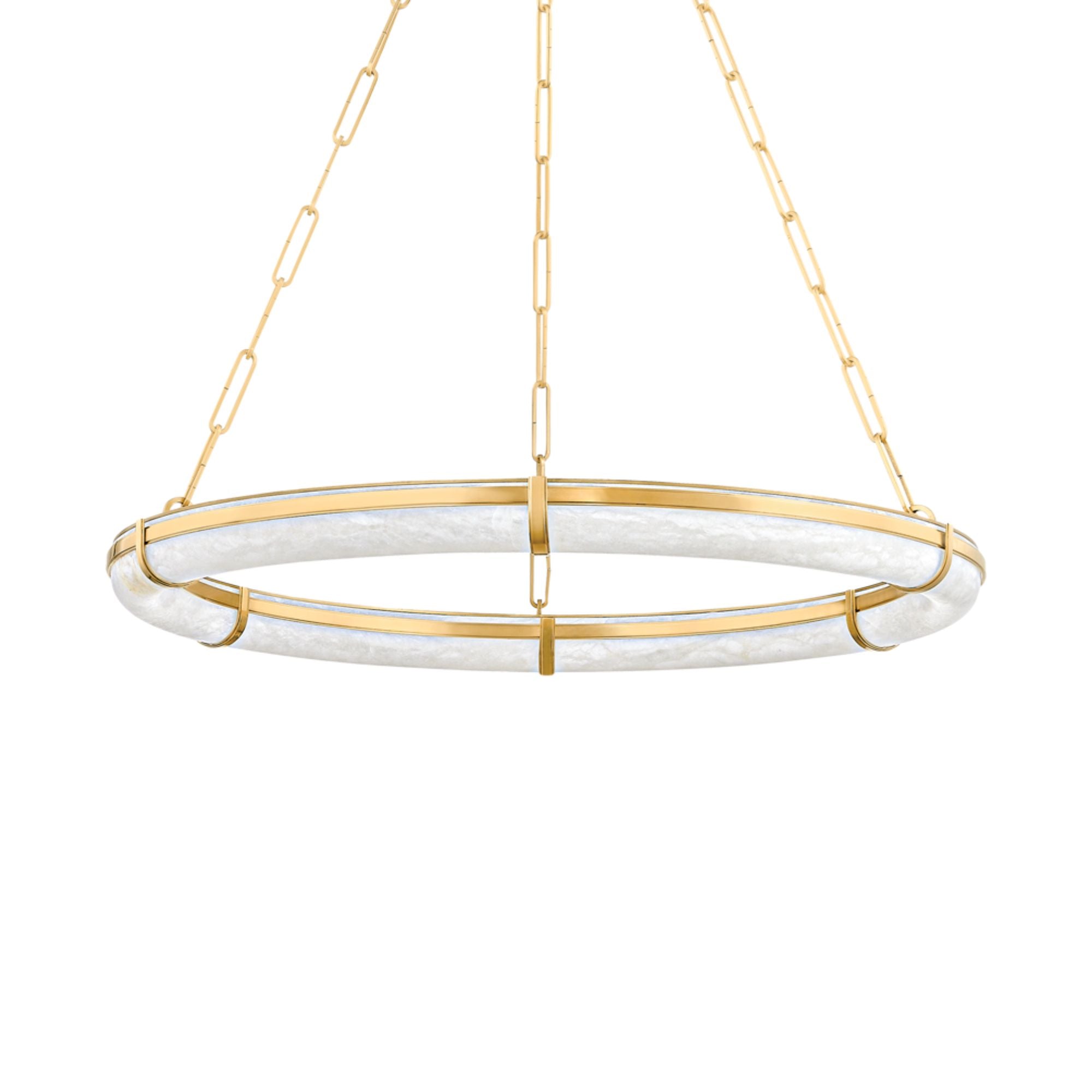 Sennett 31" LED Chandelier, Aged Brass Finish