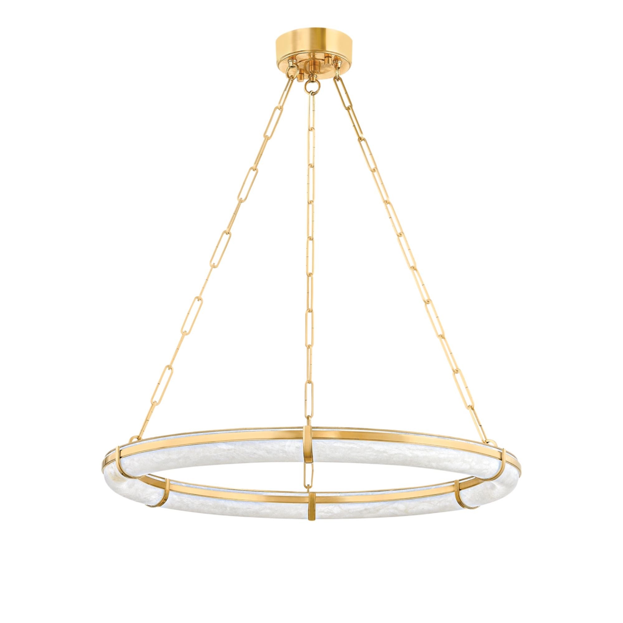 Sennett 31" LED Chandelier, Aged Brass Finish