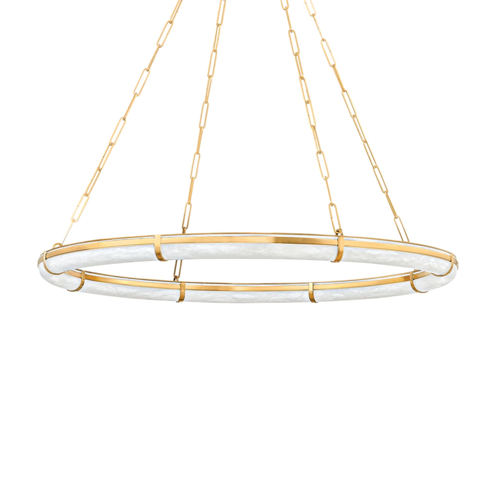 Sennett 42" LED Chandelier, Aged Brass Finish