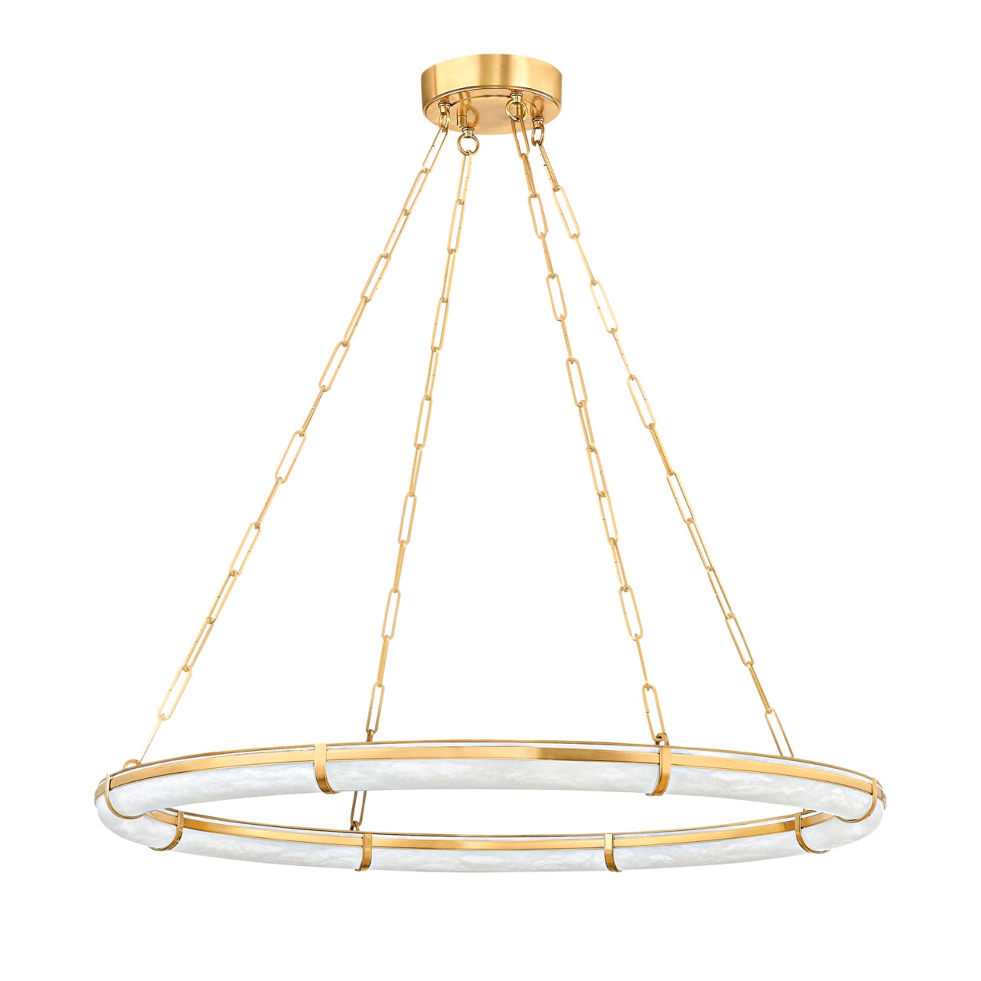 Sennett 42" LED Chandelier, Aged Brass Finish
