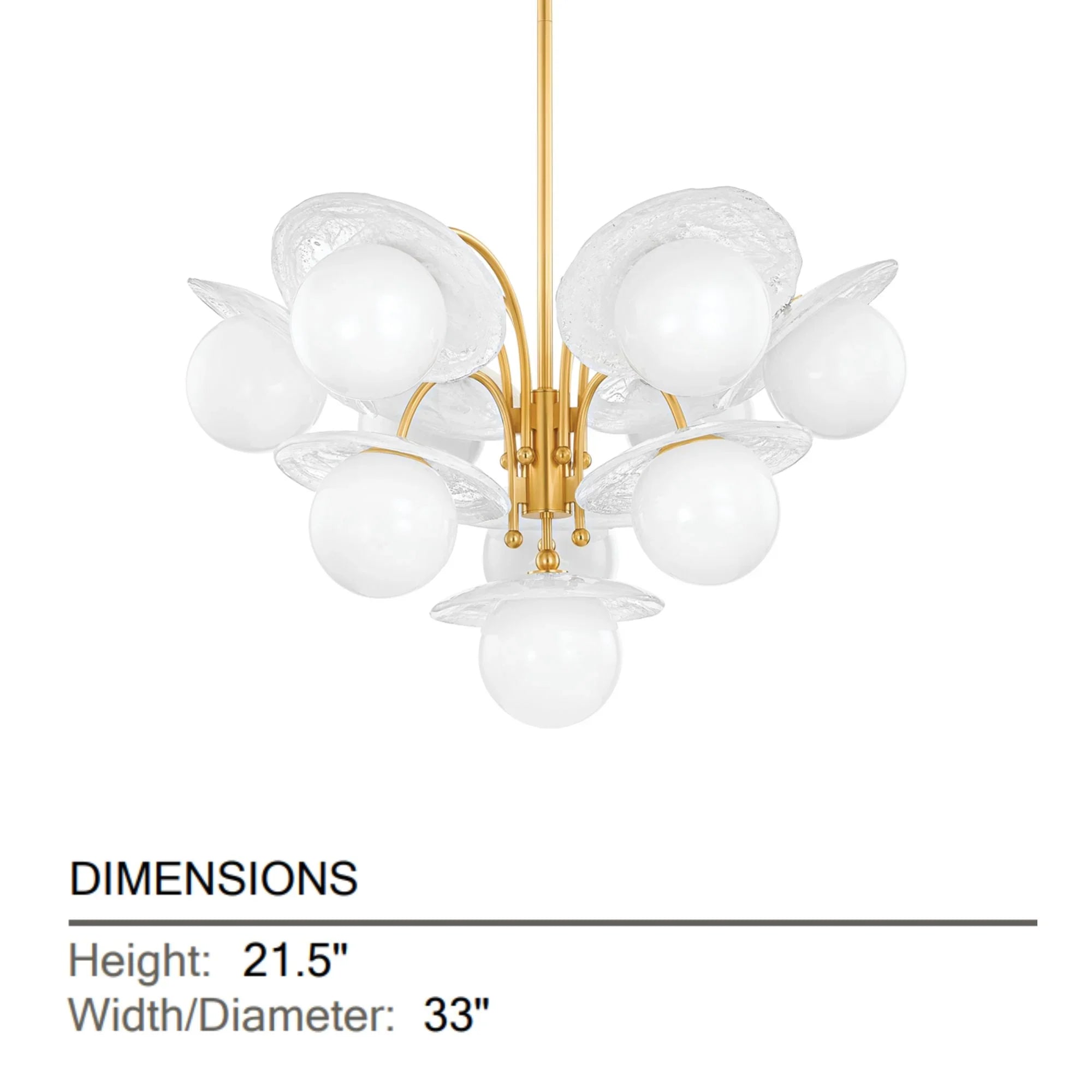 Hudson Valley Lighting - Stampford 33" 10-Light Chandelier, Aged Brass Finish | Bees Lighting