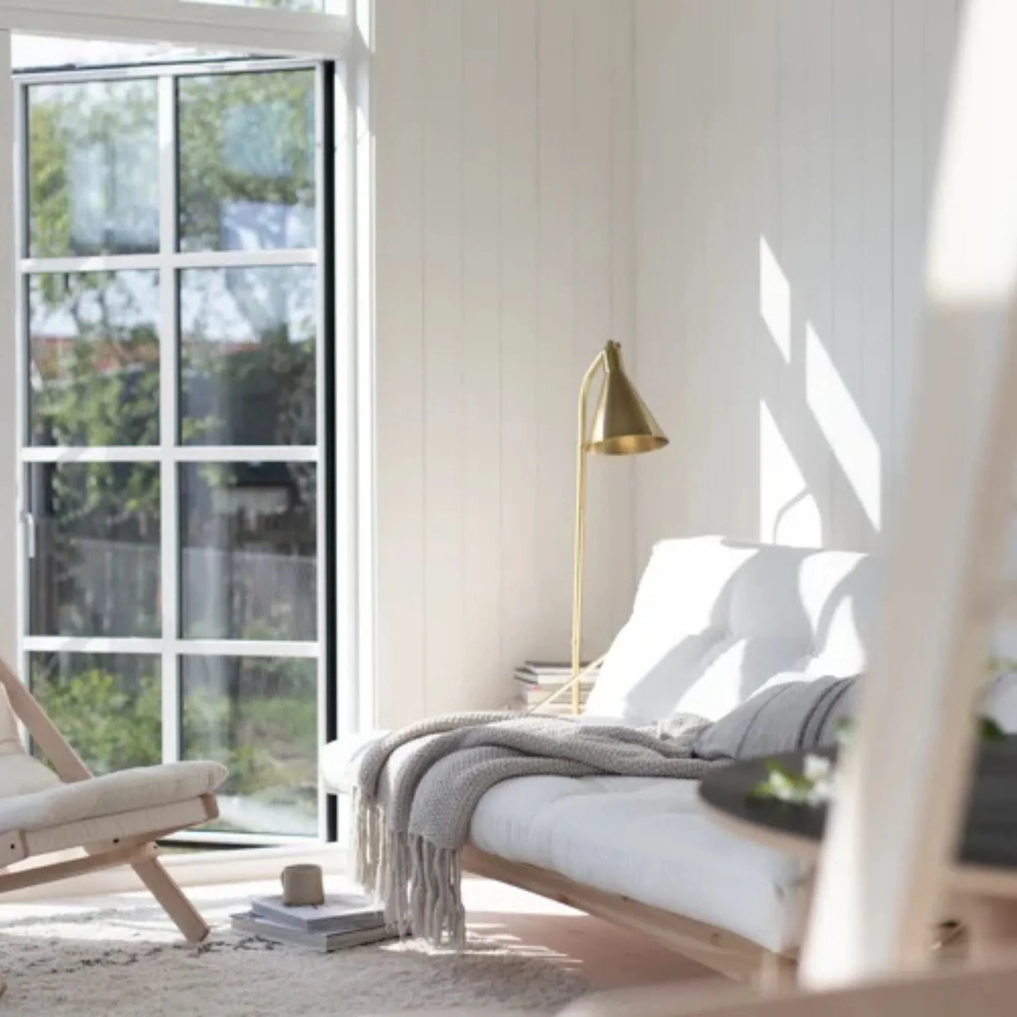 Stanton 54" Floor Lamp, Aged Brass Finish