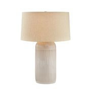Hudson Valley Stevens Point 30 in. Table Lamp, Aged Brass with Ceramic Oyster White & Sandstone Linen Shade