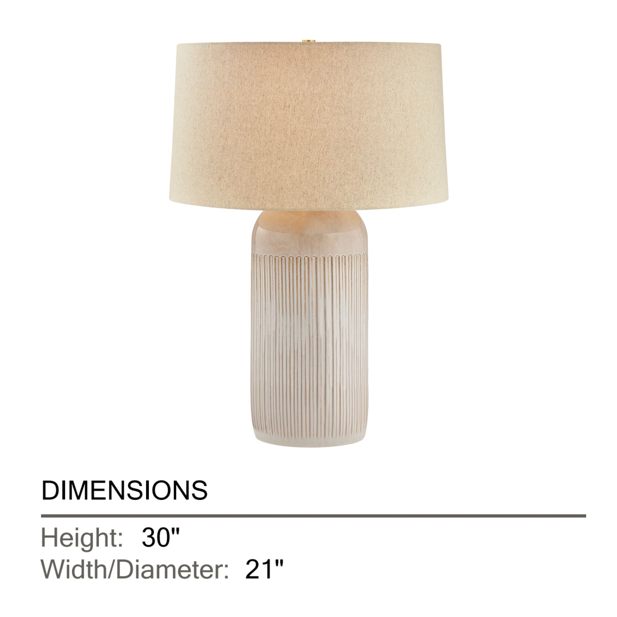 Hudson Valley Stevens Point 30 in. Table Lamp, Aged Brass with Ceramic Oyster White & Sandstone Linen Shade