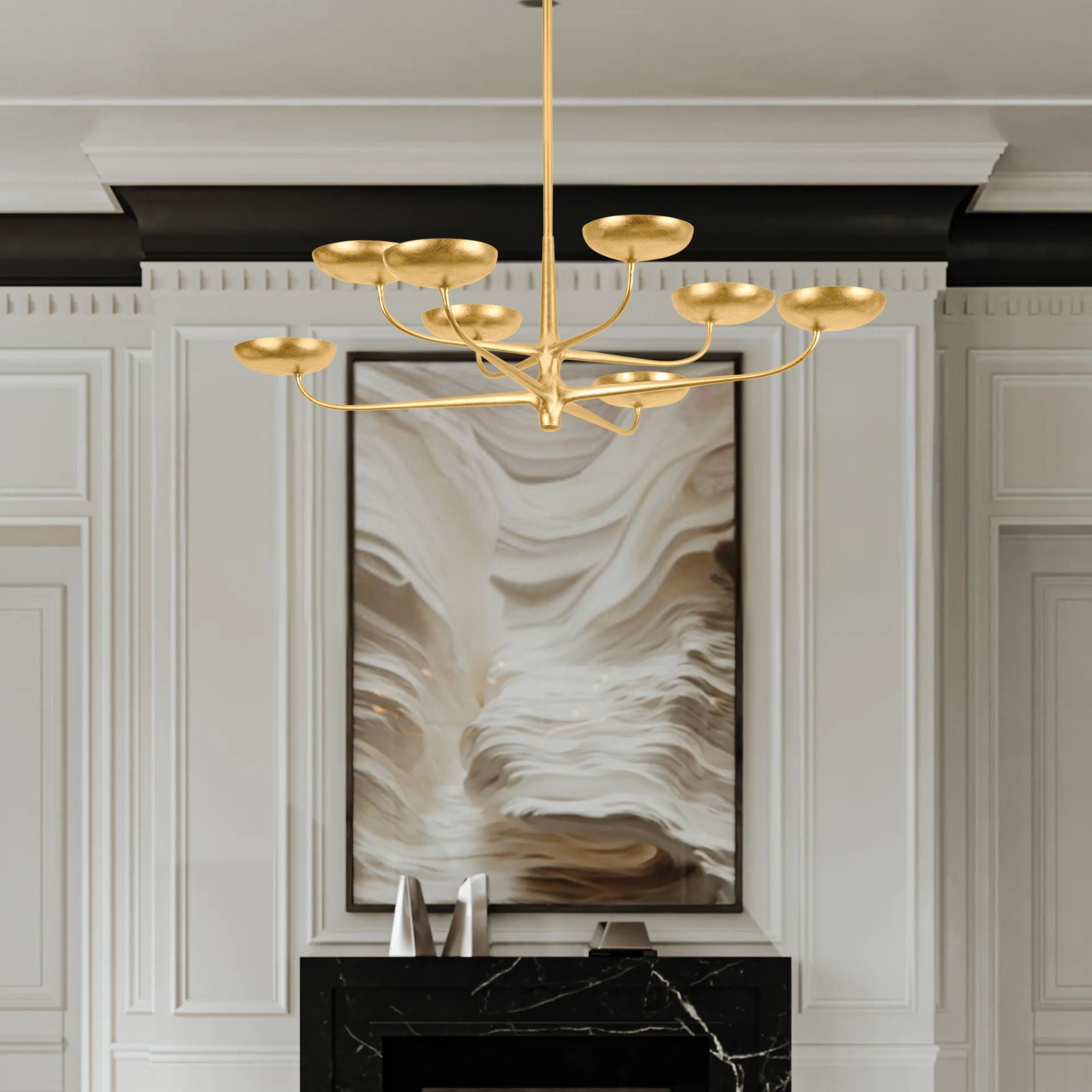 Taormina 45" LED Chandelier, Vintage Gold Leaf Finish