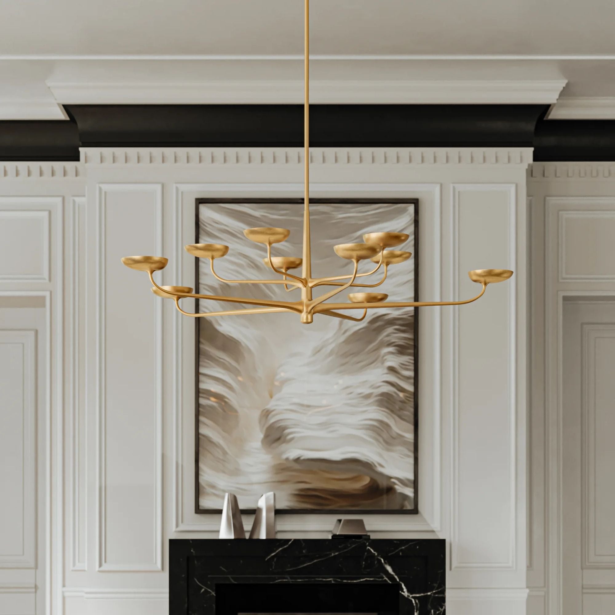 Taormina 63" LED Chandelier, Vintage Gold Leaf Finish