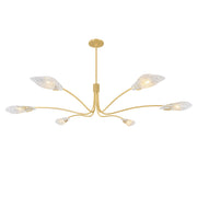 Hudson Valley Tenafly 72 in. 6-Light Chandelier, Aged Brass with Piastre Glass Shades