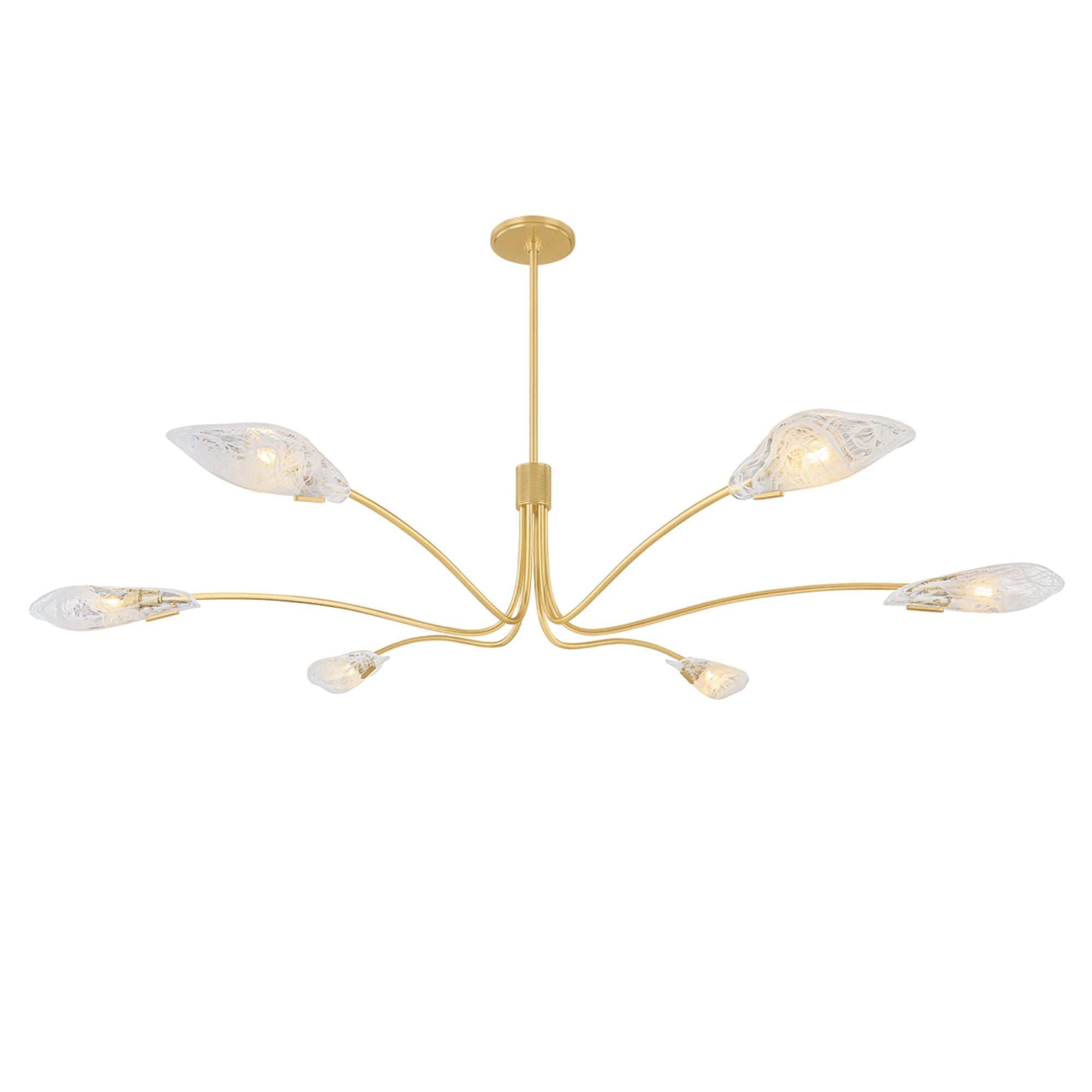 Hudson Valley Tenafly 72 in. 6-Light Chandelier, Aged Brass with Piastre Glass Shades