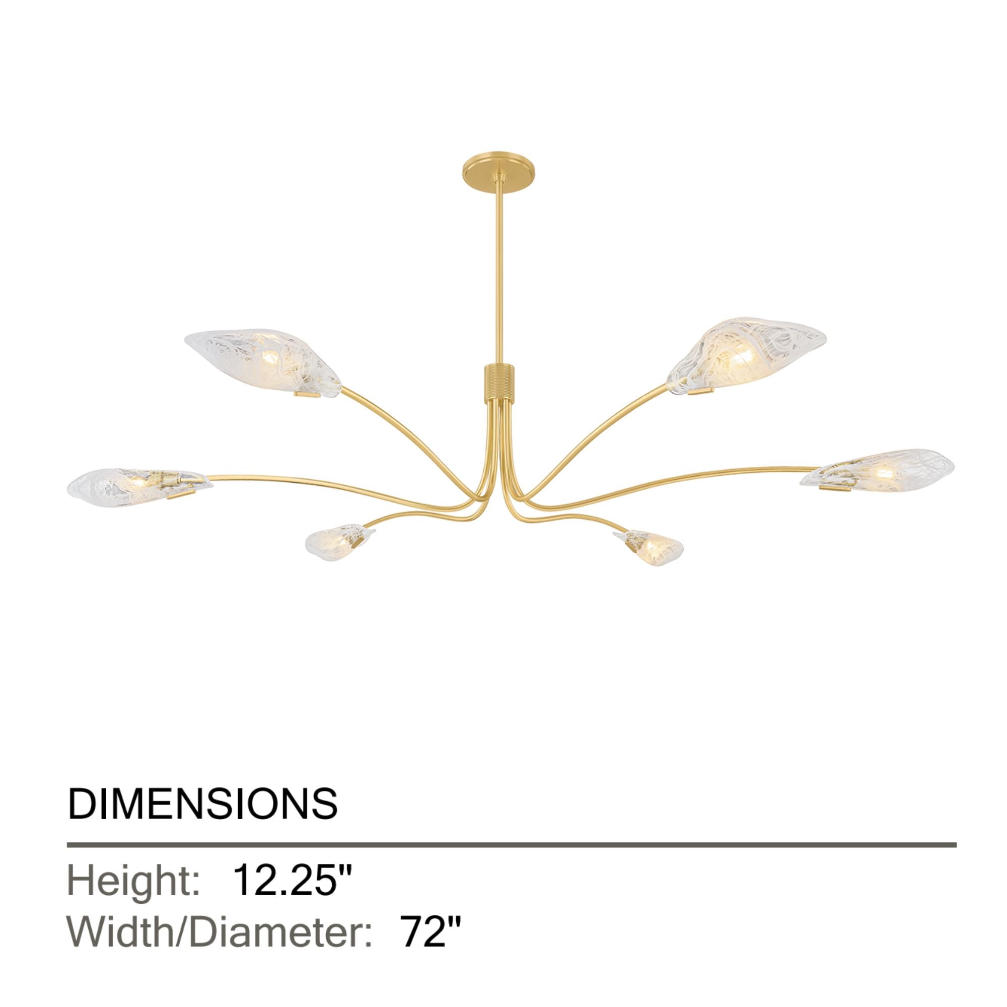 Hudson Valley Tenafly 72 in. 6-Light Chandelier, Aged Brass with Piastre Glass Shades