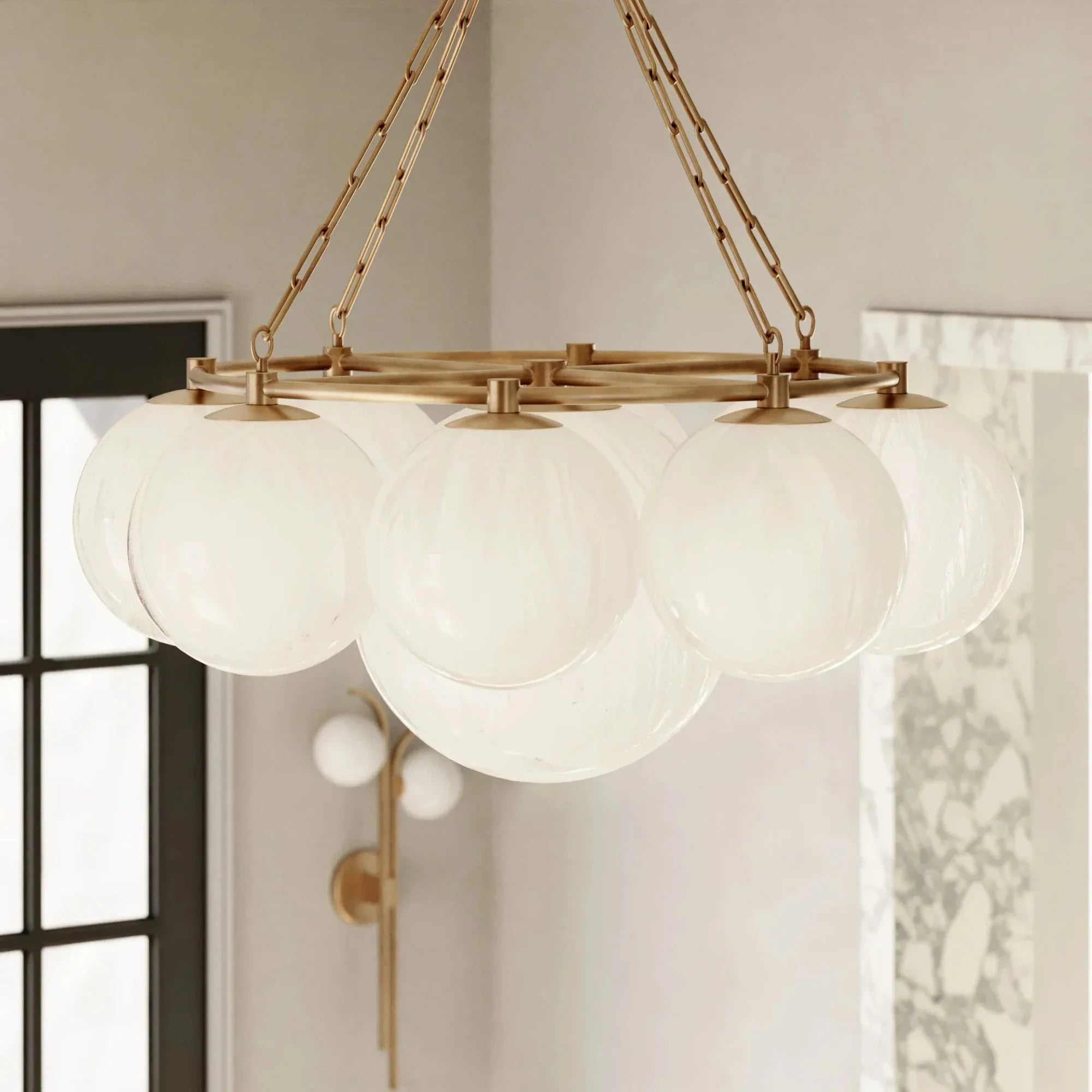 Thornwood 43" 9-Light Chandelier, Aged Brass Finish