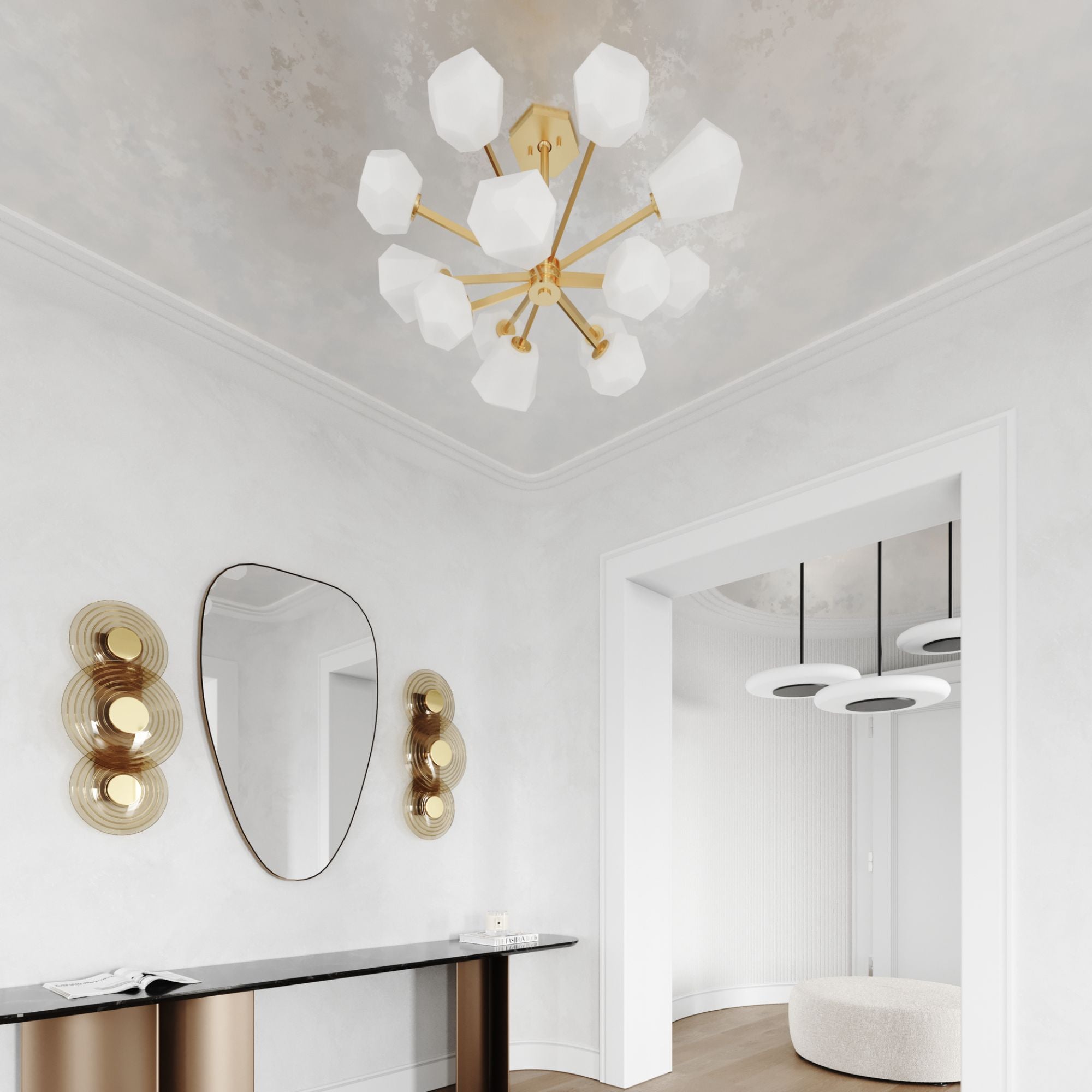 Tring 35" Chandelier, Aged Brass Finish