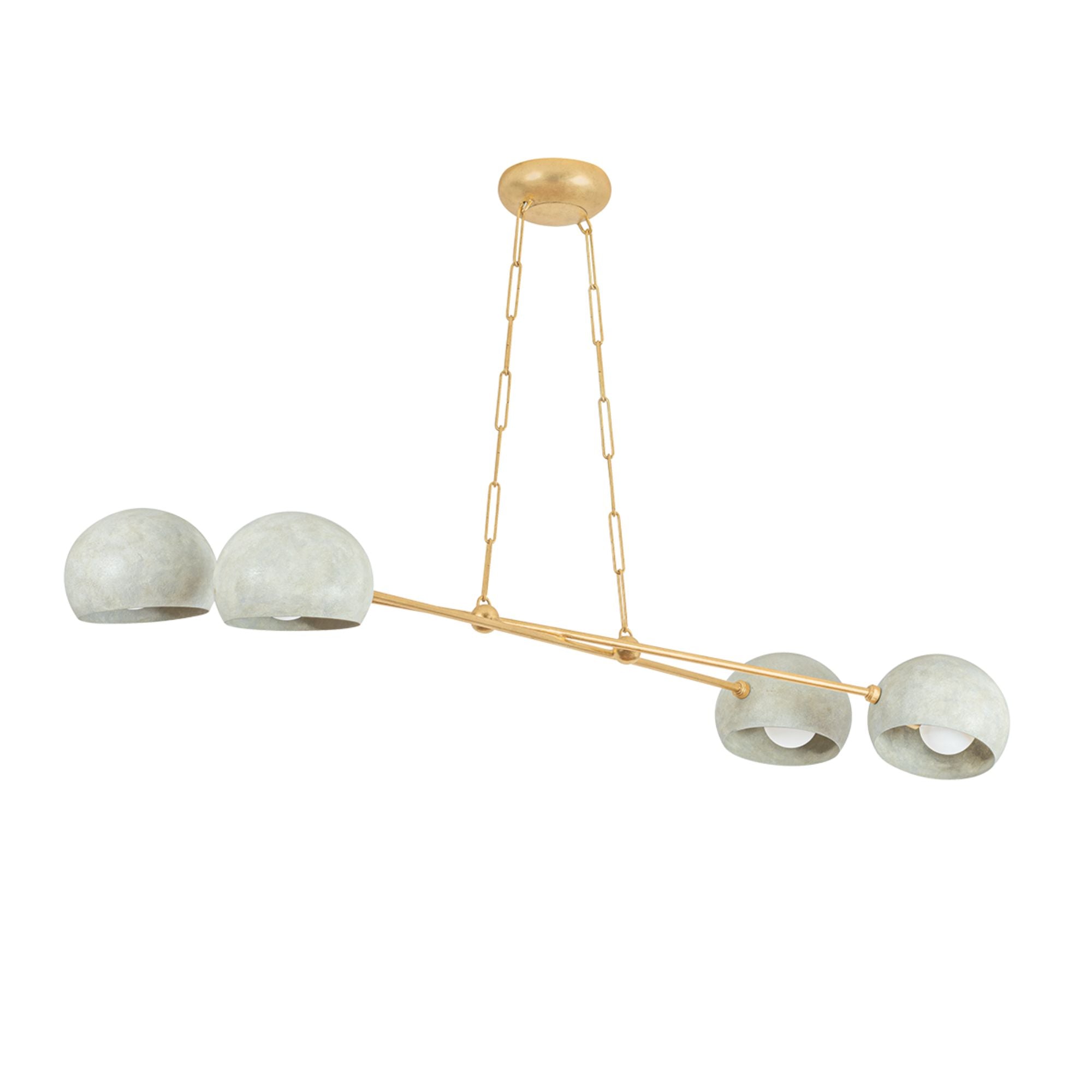 Turner 52" 4-Light Chandelier, Vintage Gold Leaf/Limewash Plaster Finish