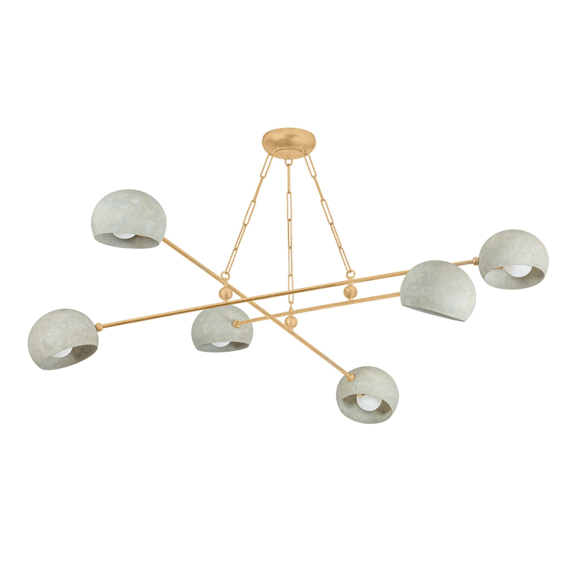 Turner 60" 6-Light Chandelier, Vintage Gold Leaf/Limewash Plaster Finish