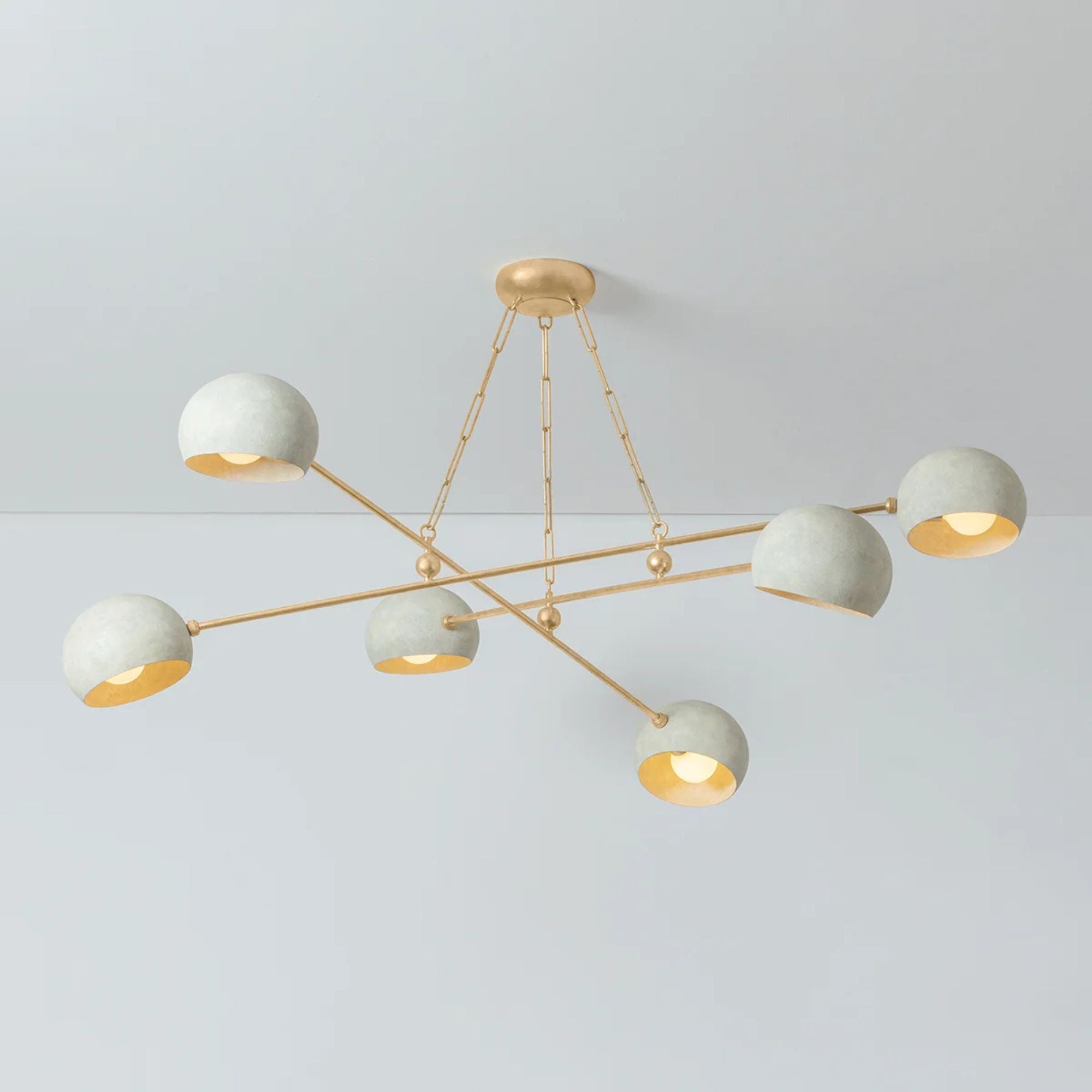 Turner 60" 6-Light Chandelier, Vintage Gold Leaf/Limewash Plaster Finish