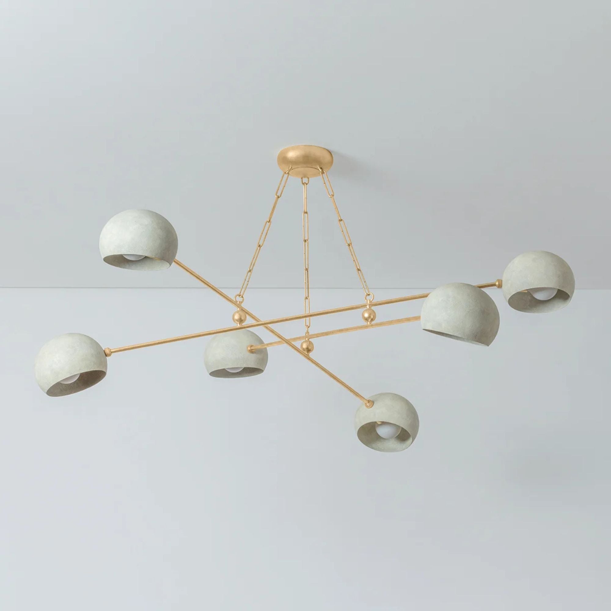Turner 60" 6-Light Chandelier, Vintage Gold Leaf/Limewash Plaster Finish