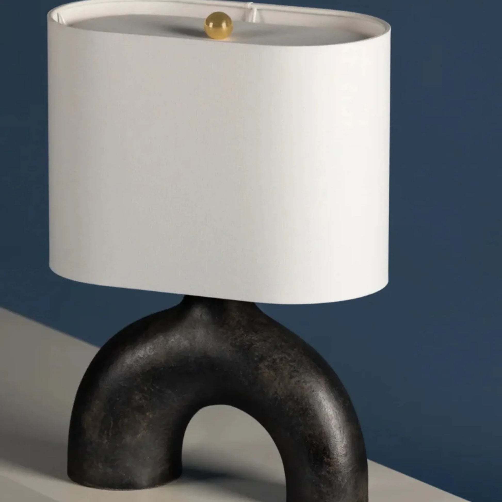 Hudson Valley Lighting - Valhalla 22" Table Lamp, Aged Brass/Earth Charcoal Ceramic Finish | Bees Lighting