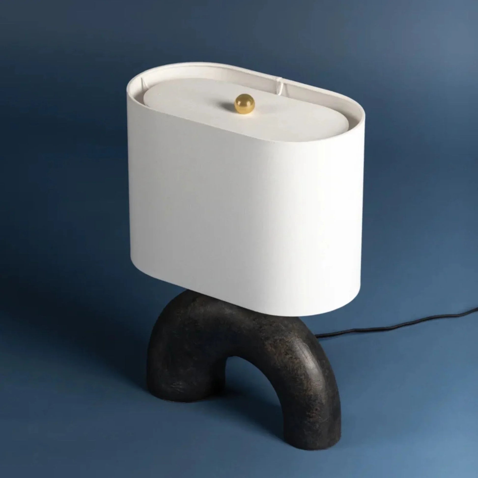 Hudson Valley Lighting - Valhalla 22" Table Lamp, Aged Brass/Earth Charcoal Ceramic Finish | Bees Lighting